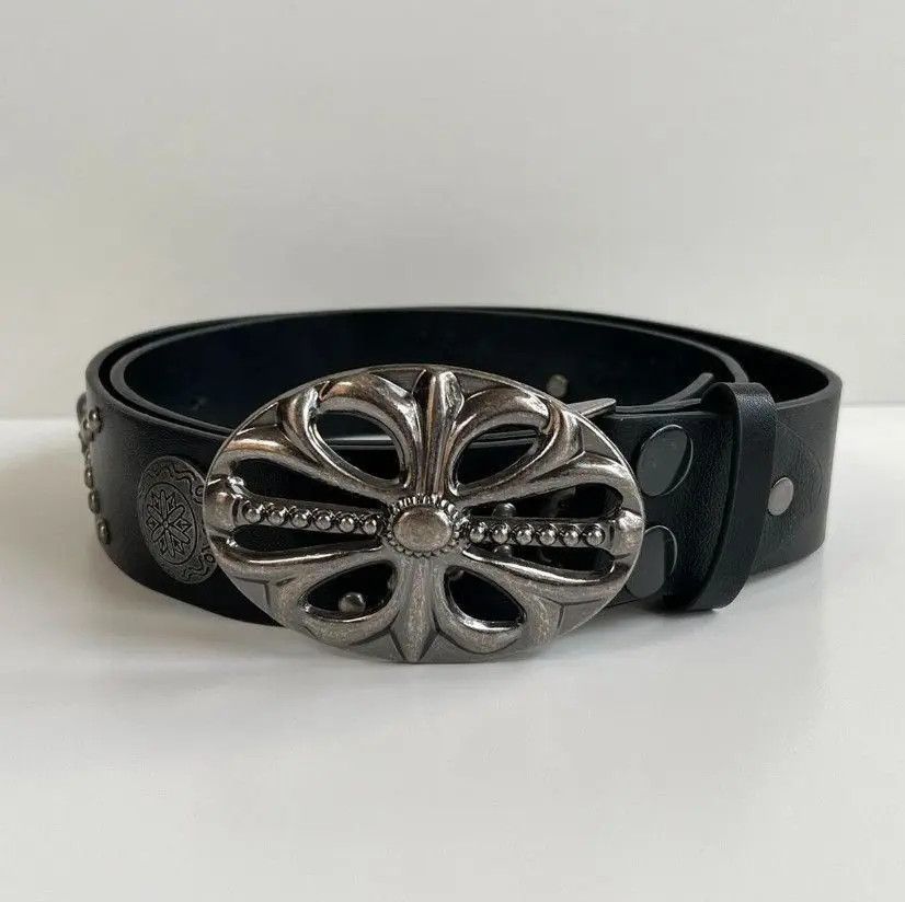 Designer × Japanese Brand Y2K 2000s skeleton chrome cross studded goth emo black belt Size ONE SIZE - 1 Thumbnail