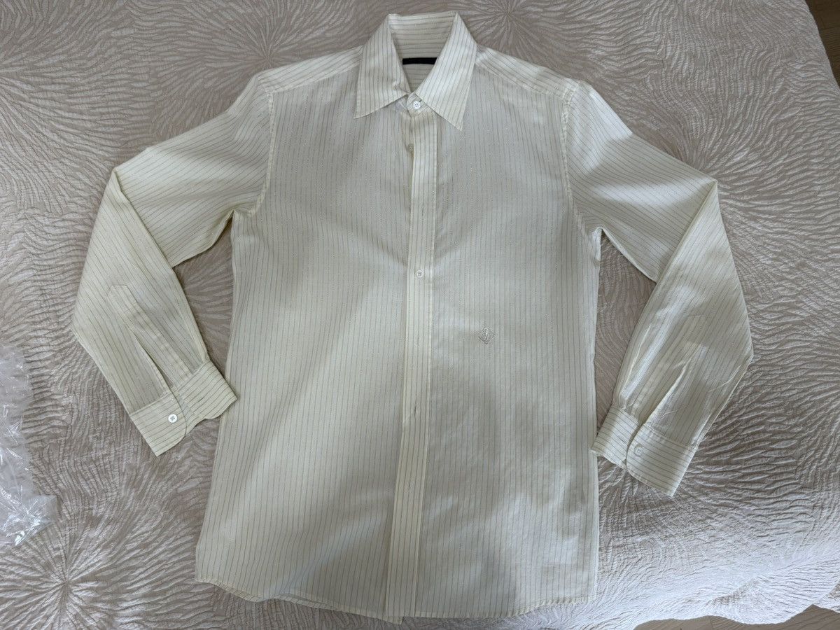 Louis Vuitton Louis Vuitton Dress Shirt Beige color With Gold Stripe Size US M / EU 48-50 / 2 - 1 Thumbnail