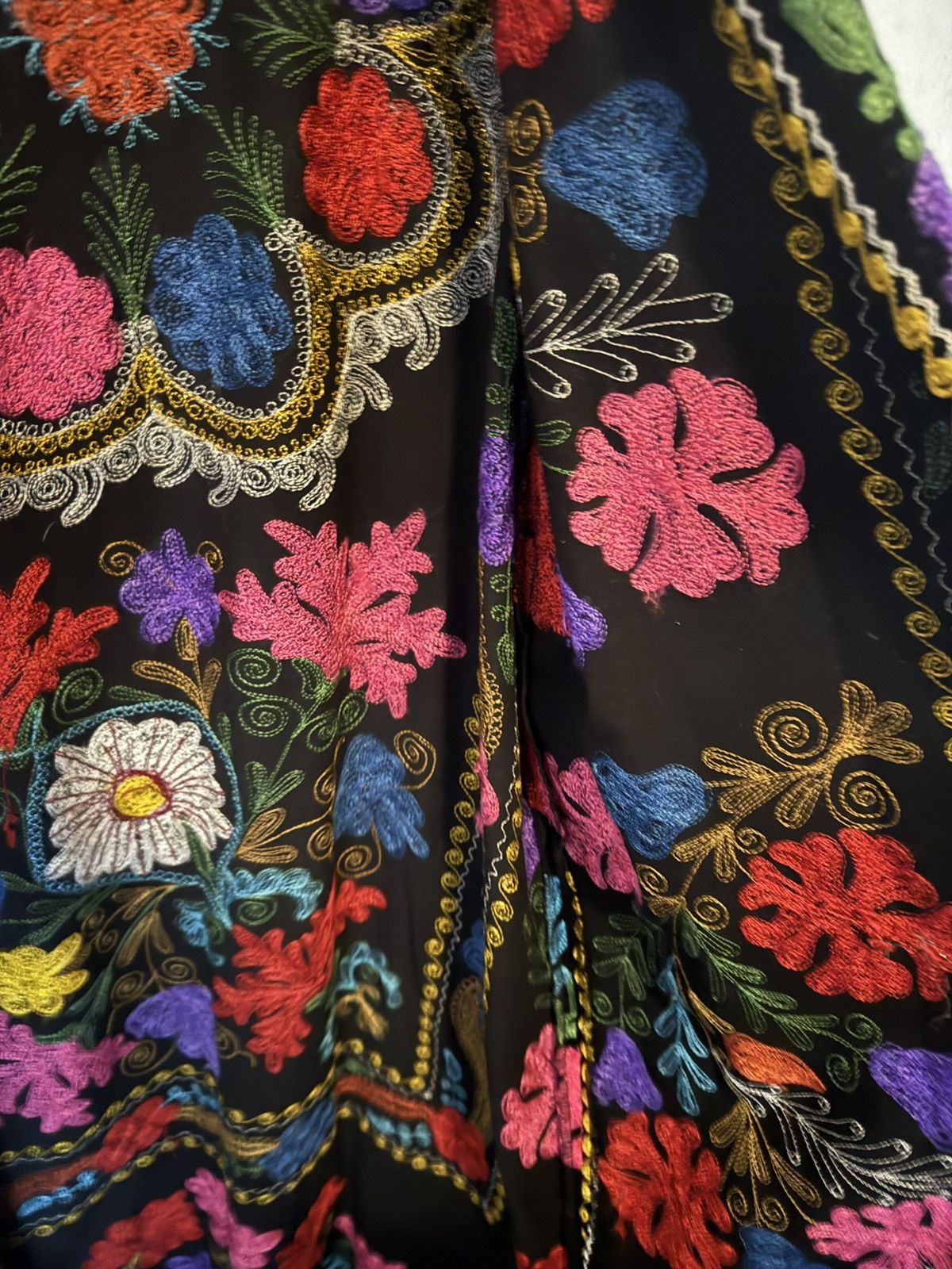 Handmade Turkish Handmade Floral Embroidered Full Length Kaftan Size ONE SIZE - 17 Thumbnail