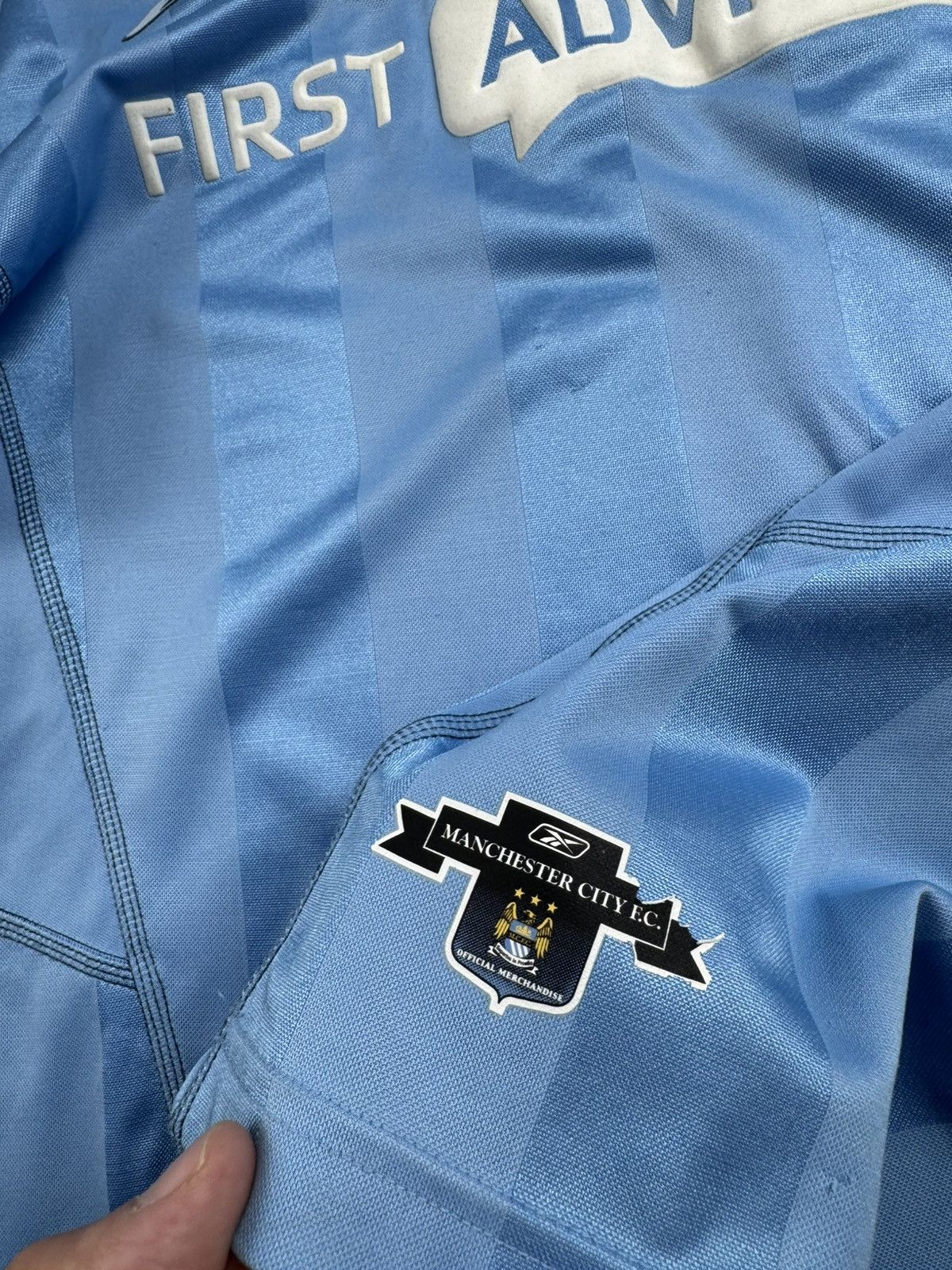 Reebok Manchester City 2003 2004 Reebok Blue Soccer Football Men’s XSmall Shirt Jersey Size US XS / EU 42 / 0 - 8 Thumbnail