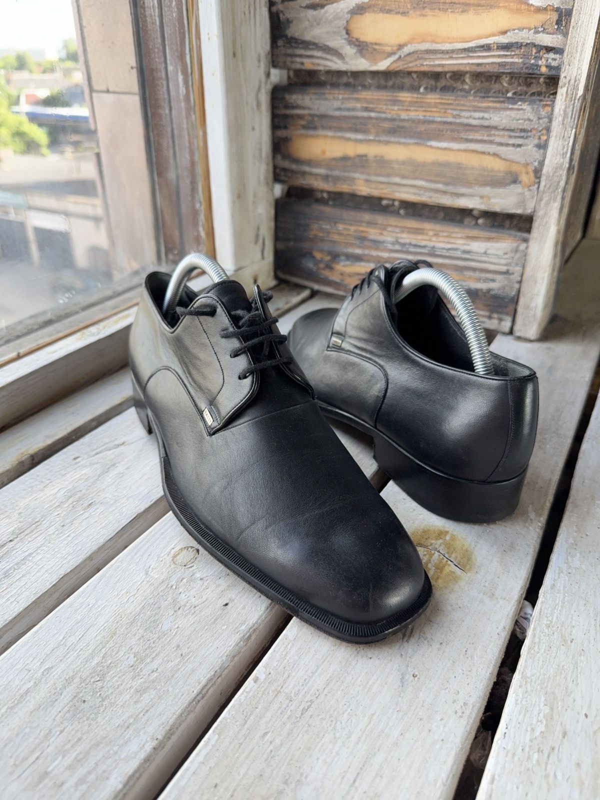Bally Styleflex Black Leather Derby Shoes 8.5 Uk / 9.5 Us, Men's