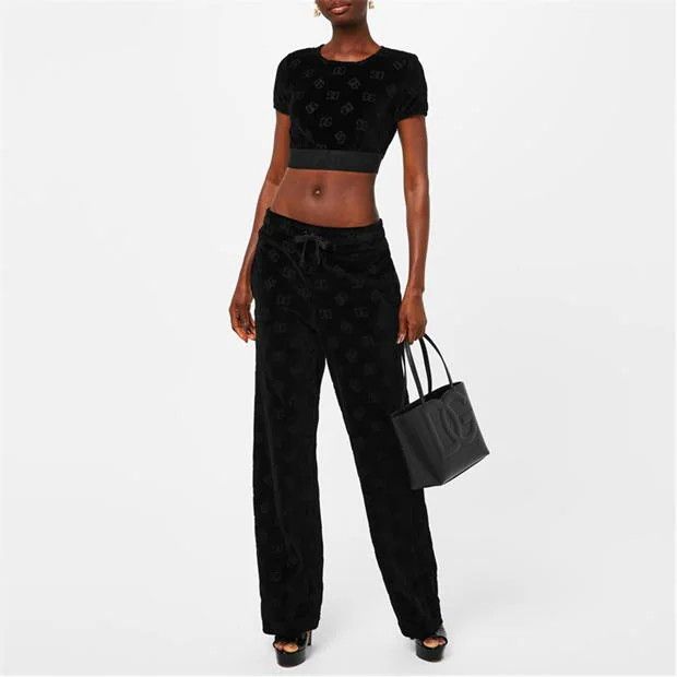 Dolce & Gabbana o1g2r1mq1024 Flocked Cropped Jersey T-Shirt in Nero Size XS / US 0-2 / IT 36-38 - 7 Thumbnail
