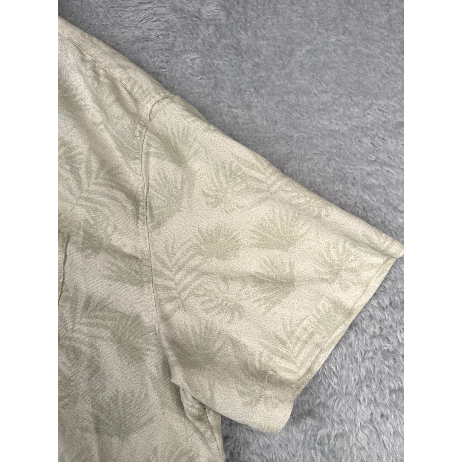 Nat Nast Nat Nast Shirt Mens XL Beige Green Palm Leaf Print Silk Blend Hawaiian Button-Up Casual Shirt Size US XL / EU 56 / 4 - 5 Thumbnail