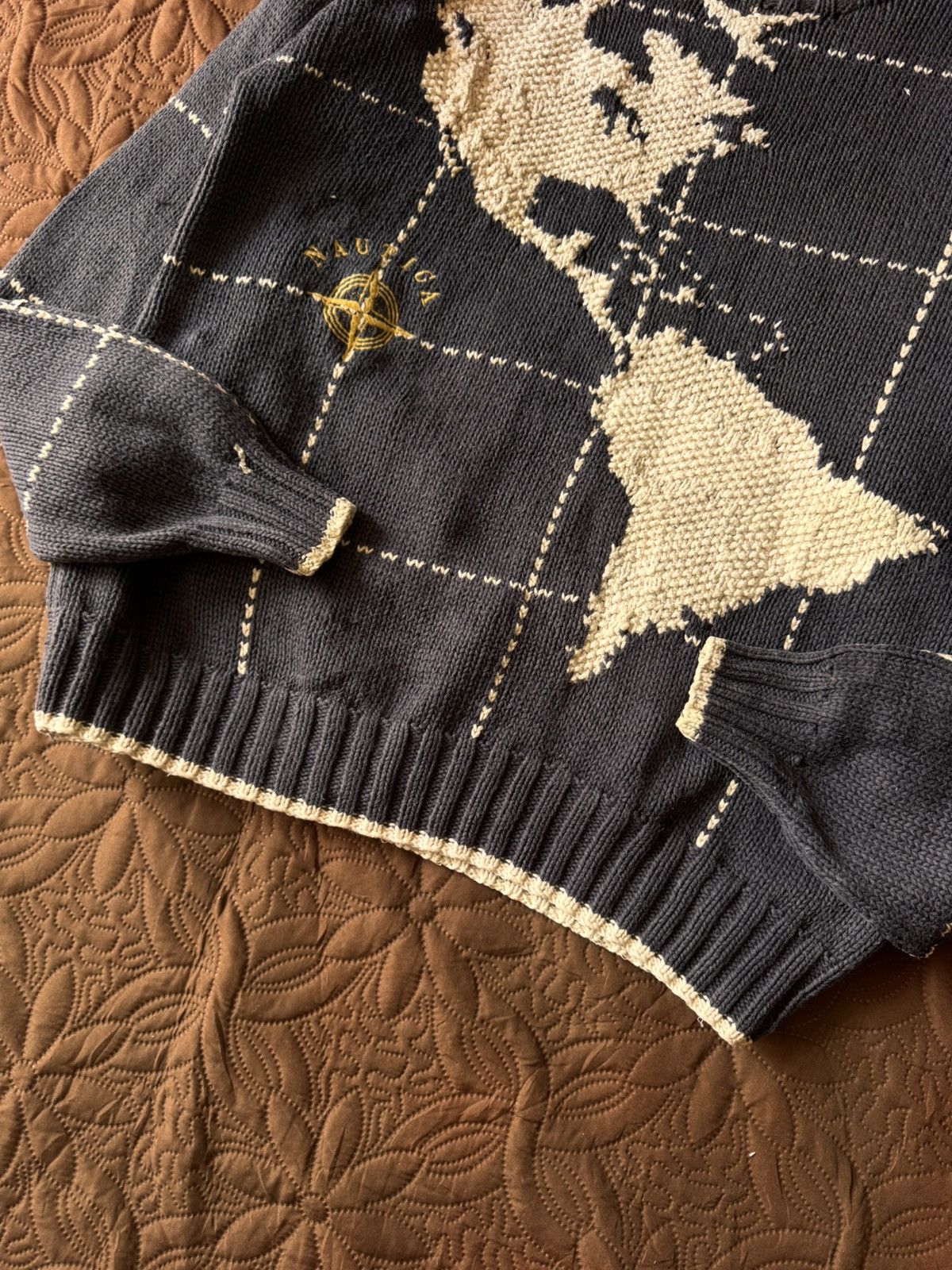 Nautica VINTAGE 90s NAUTICA HAND KNIT MAP NORTH-SOUTH AMERICA Size US L / EU 52-54 / 3 - 4 Thumbnail