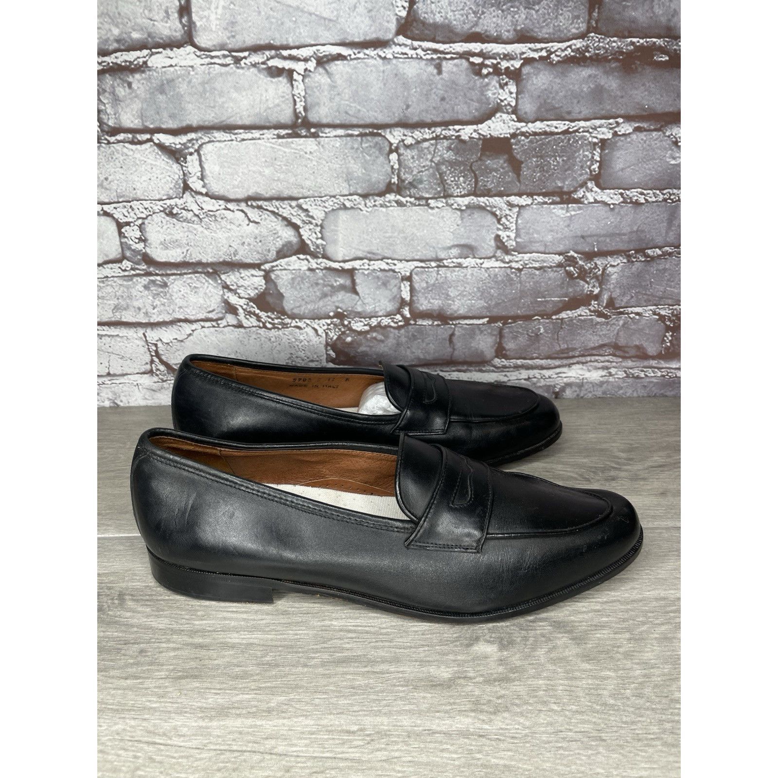 Paolo Mondo Paolo Mando Firenze Black Leather Penny Loafers Dress Shoes Size US 12 / EU 45 - 2 Thumbnail