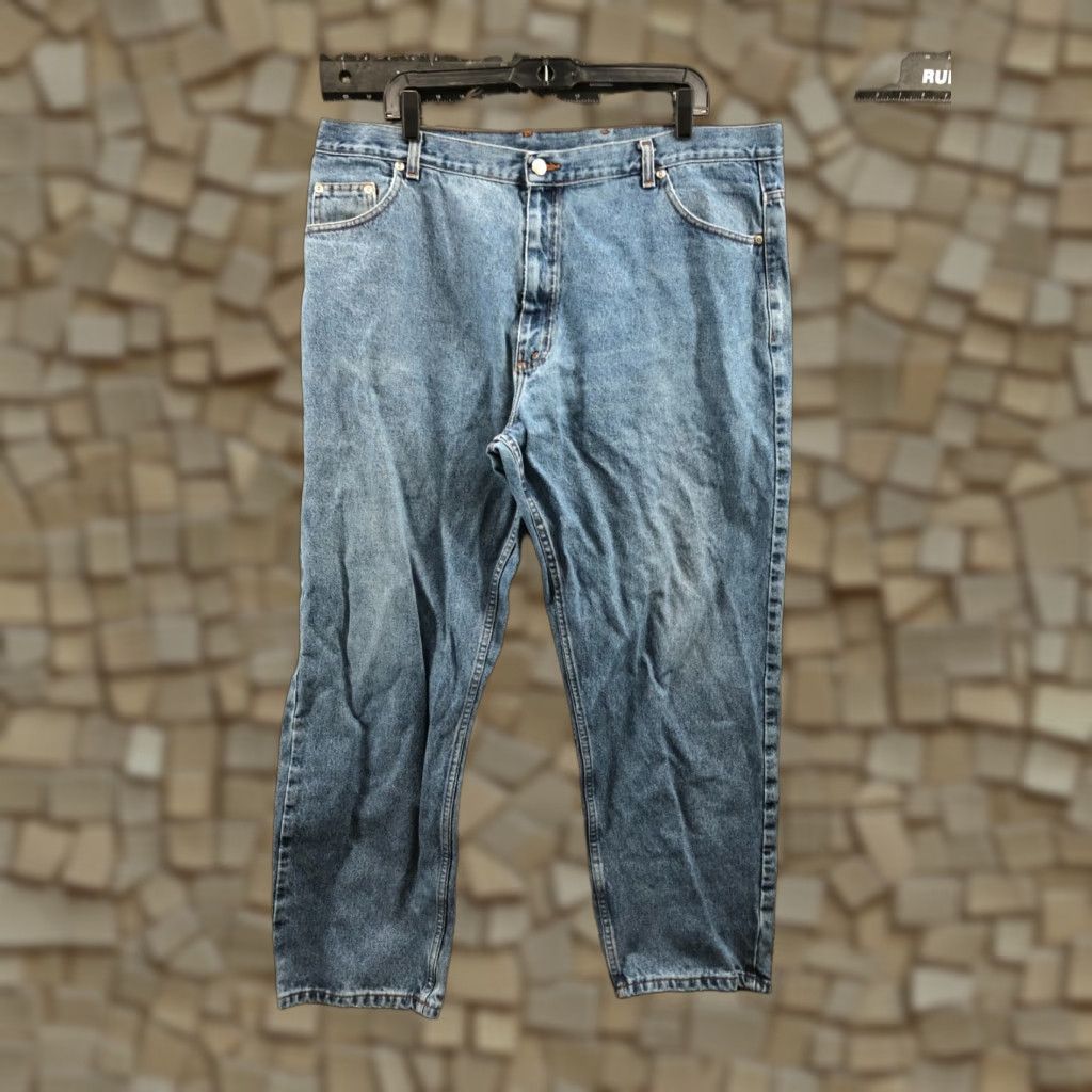 Vintage Member's Mark Jeans Solid Blue 42x30 Mens Mid Rise Regular Fit 5-Pocket Denim Cotton Blend Belt Loops Vintage? No. Size US 42 / EU 58 - 1 Thumbnail