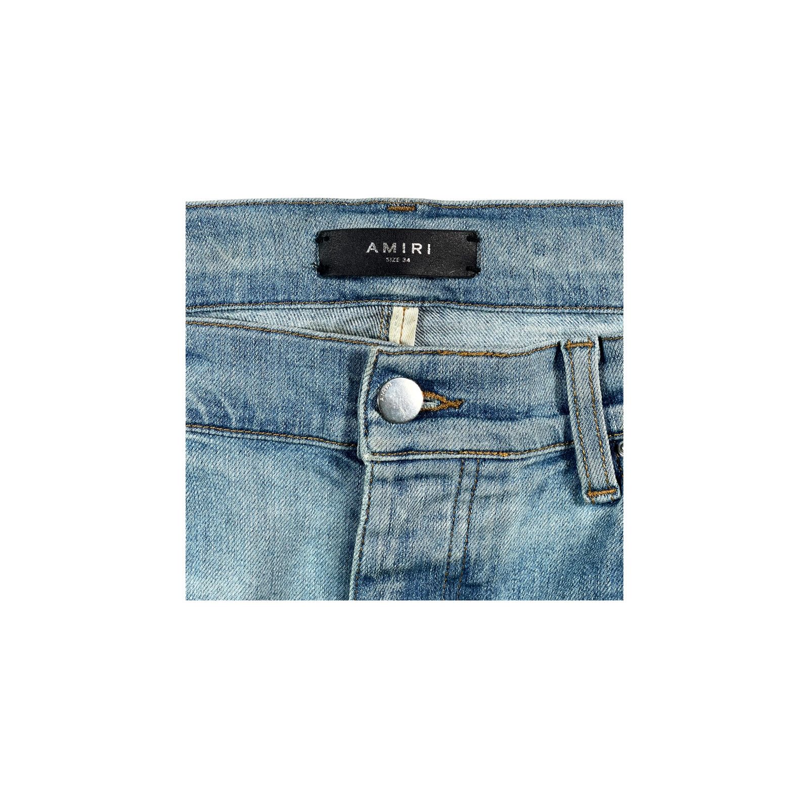Amiri Amiri Plaid Patch MX1 Light Wash, Navy & Red Jeans Size US 34 / EU 50 - 4 Thumbnail