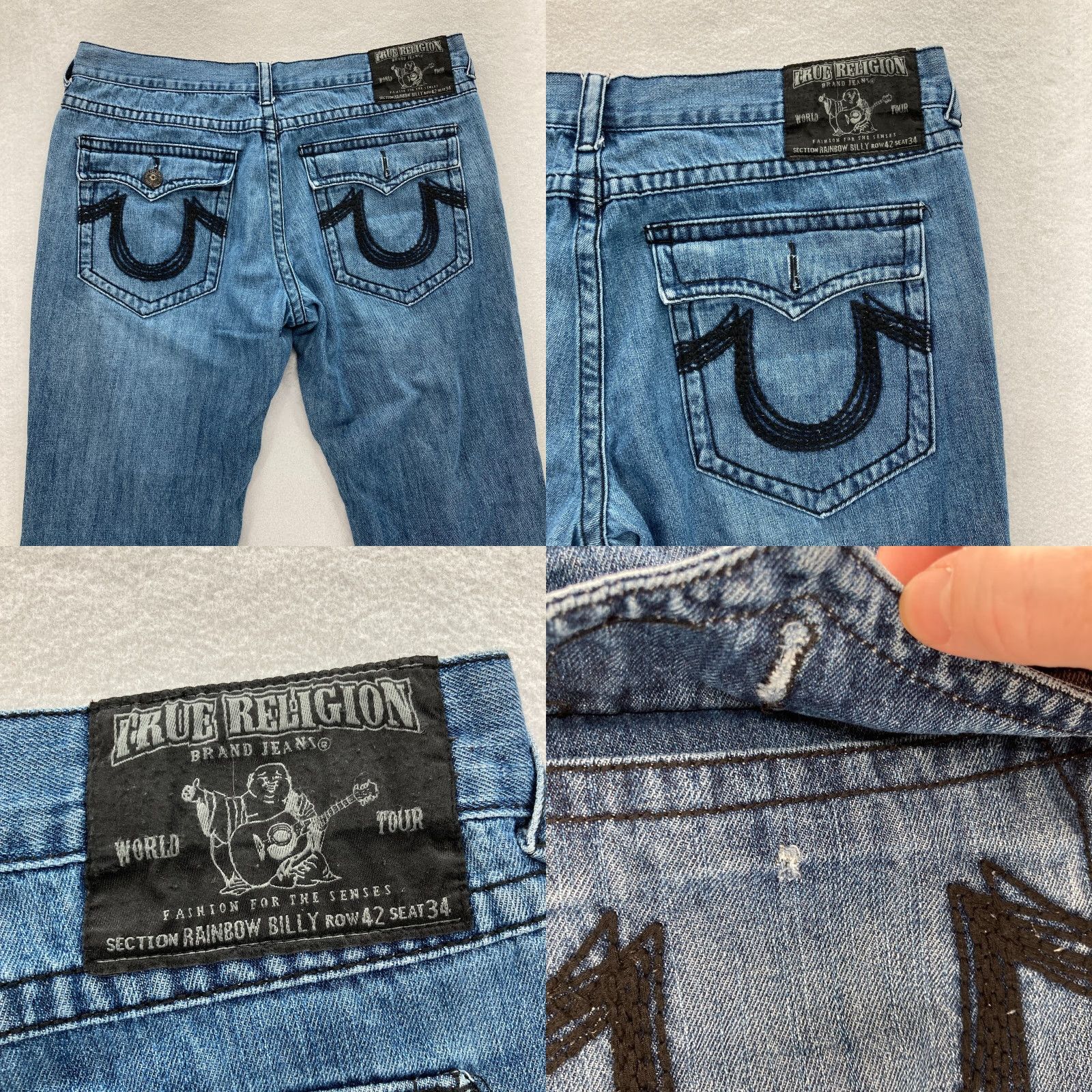 True Religion True Religion Rainbow Billy Jeans Mens 42x34 Blue Stretch Denim Flap Pocket Y2K Jeans Mens 42 Blue Stretch Denim Rainbow Billy Size US 42 / EU 58 - 9 Thumbnail