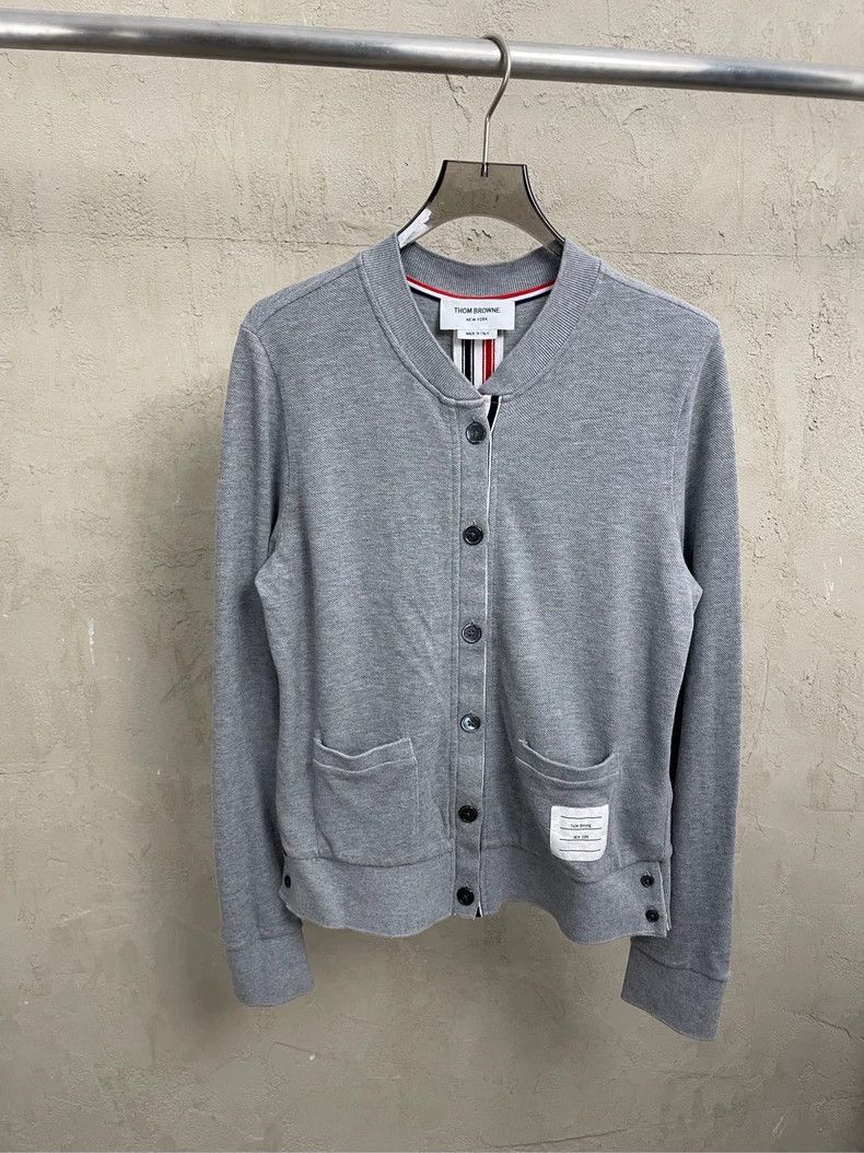 Thom Browne Thom Browne Gray cardigan jacket with colored stripes on t Size M / US 6-8 / IT 42-44 - 1 Thumbnail