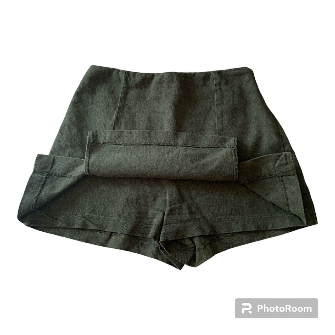 Zara NEW Zara Dark Green Denim Mini ‘Skort’ Y2K Style Size 27" / US 4 / IT 40 - 3 Thumbnail