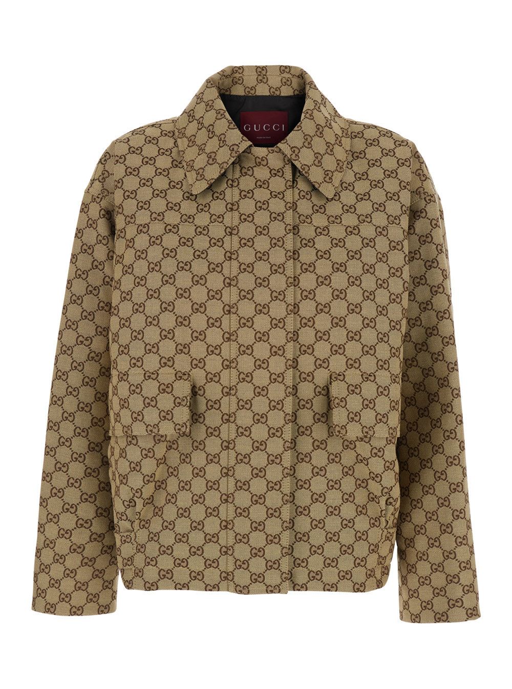 Gucci Brown Jacket with Classic Collar and All-Over GG Motif in Cotton for Women Size M / US 6-8 / IT 42-44 - 1 Thumbnail