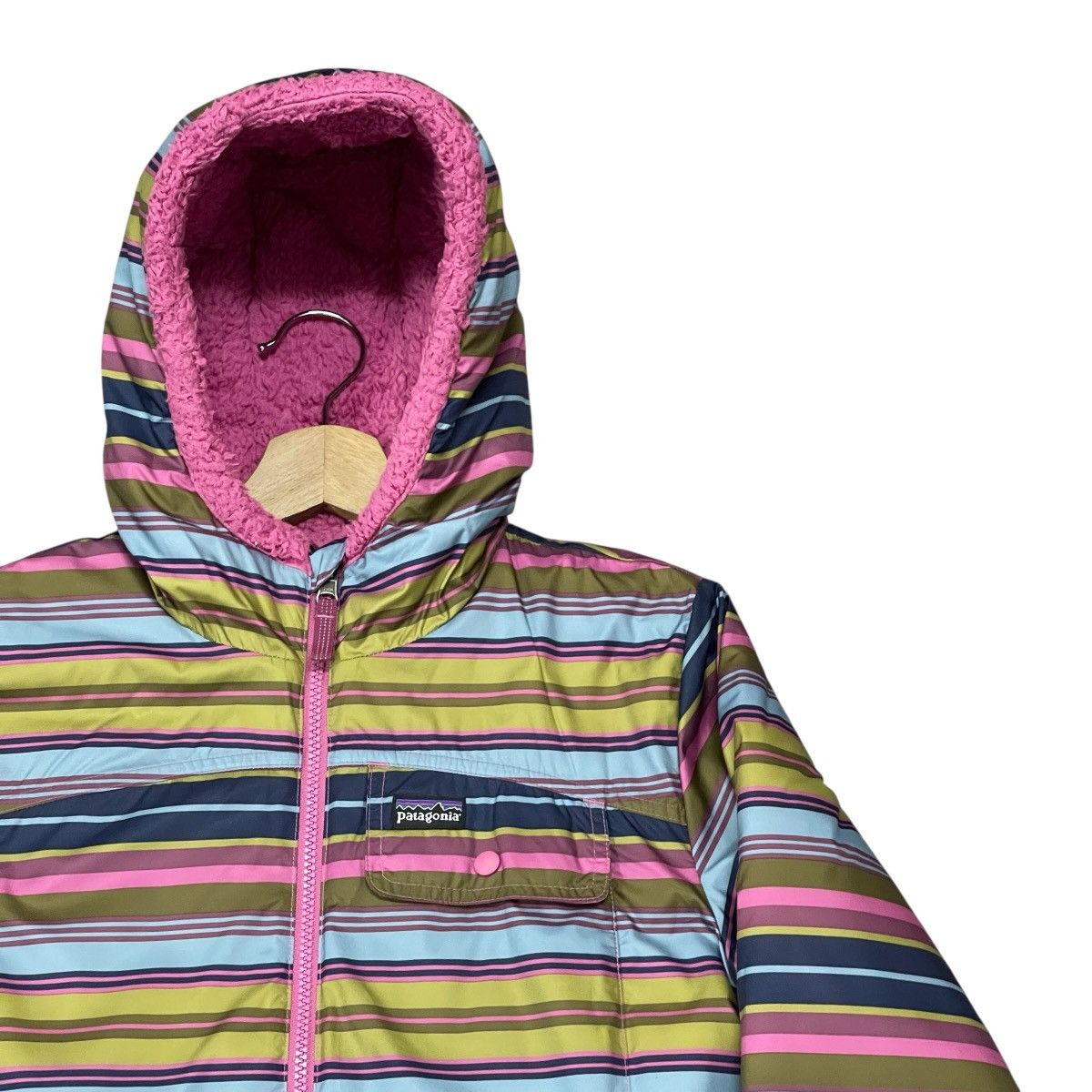 Patagonia Patagonia Reversible Striped Sherpa Fleece Puffer Jacket Size L / US 10 / IT 46 - 2 Thumbnail
