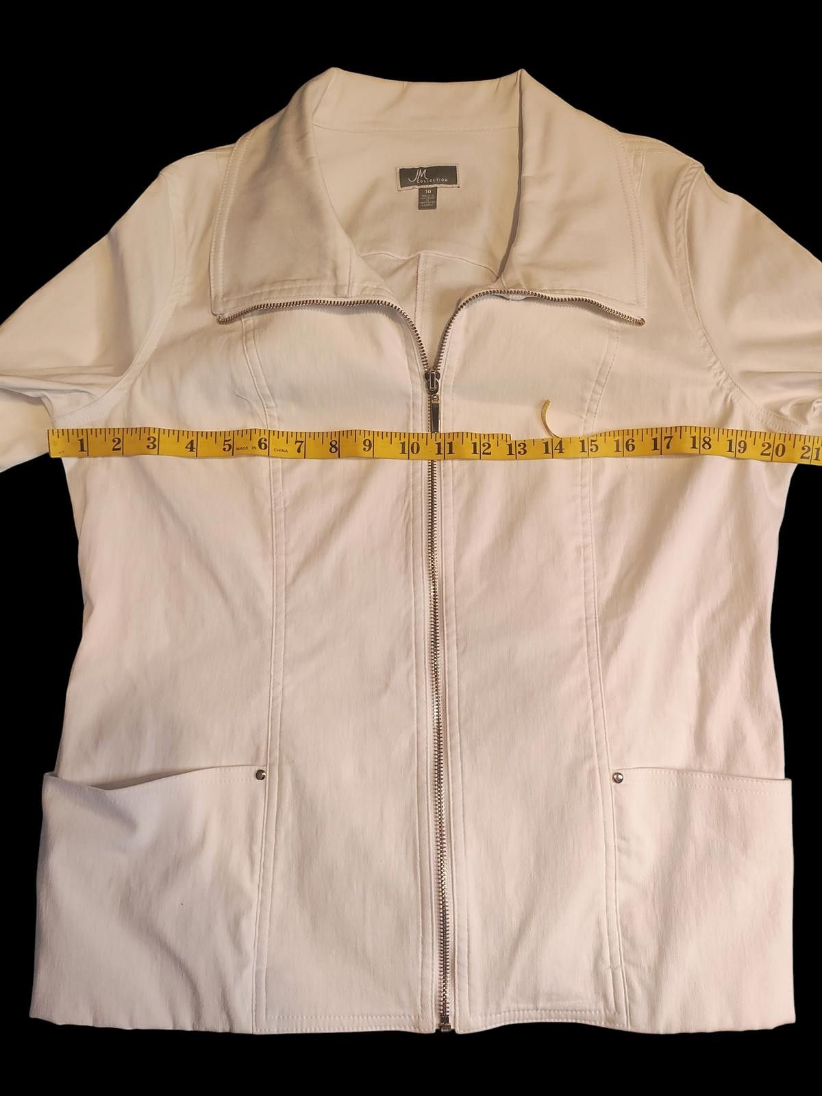 Other JM Collection White Women's Utility Jacket wFull Zip/Pockets Size L / US 10 / IT 46 - 8 Thumbnail