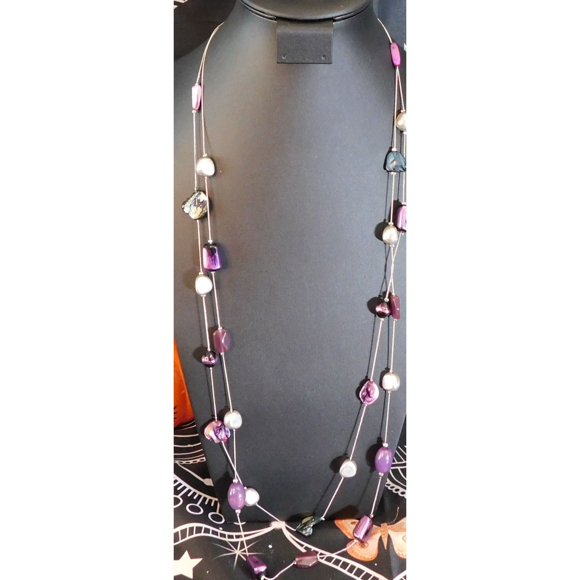 Other Elegant Layered Purple And Silver Tone Station Necklace Size ONE SIZE - 1 Thumbnail