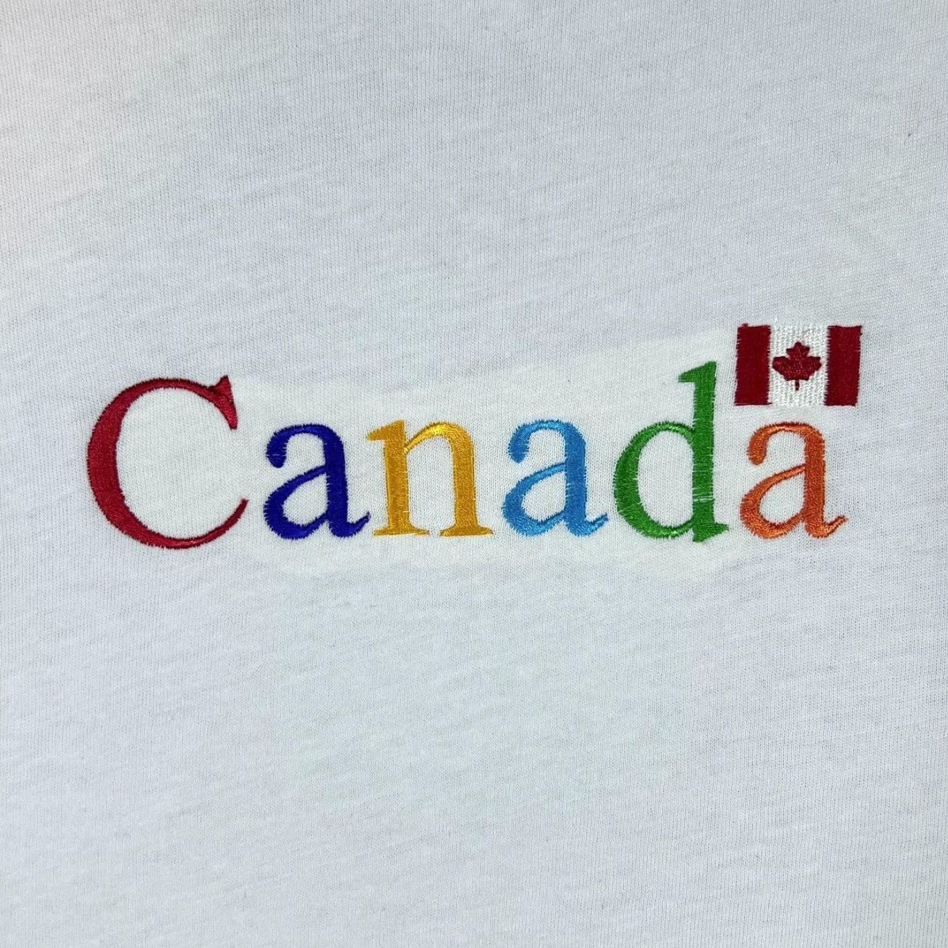 Vintage VINTAGE International Sport CANADA Embroidered Rainbow White T-Shirt Large XL Mens Size US L / EU 52-54 / 3 - 3 Thumbnail