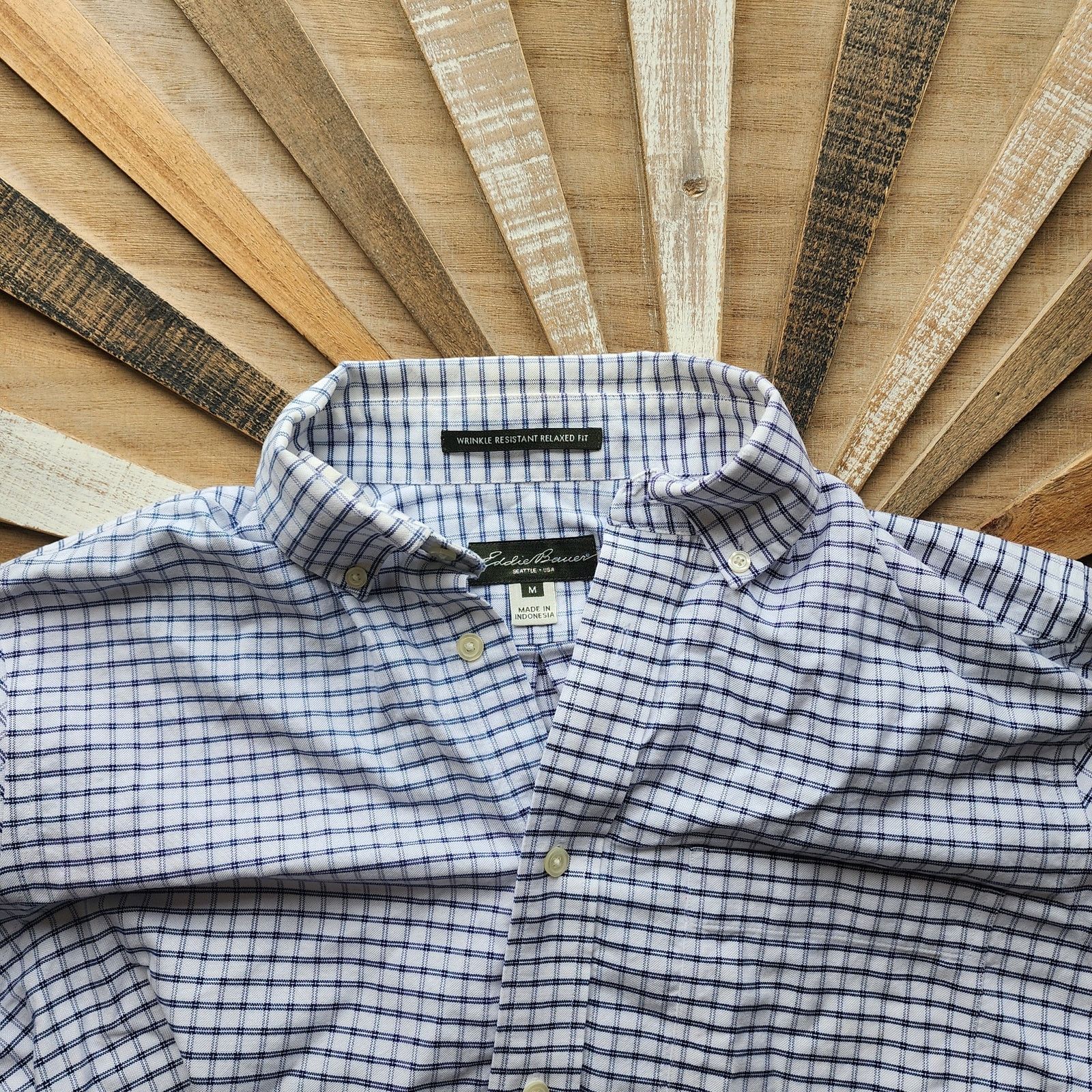 Eddie Bauer Men's M Eddie Bauer Blue White Check Shirt Size US M / EU 48-50 / 2 - 1 Thumbnail