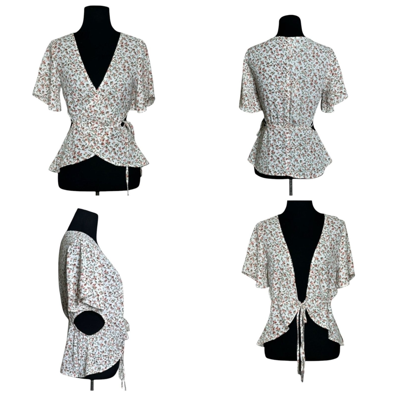 Anthropologie Summer Bundle Floral Top Olive Shirt Striped Blouse Shorts Size S / US 4 / IT 40 - 4 Thumbnail