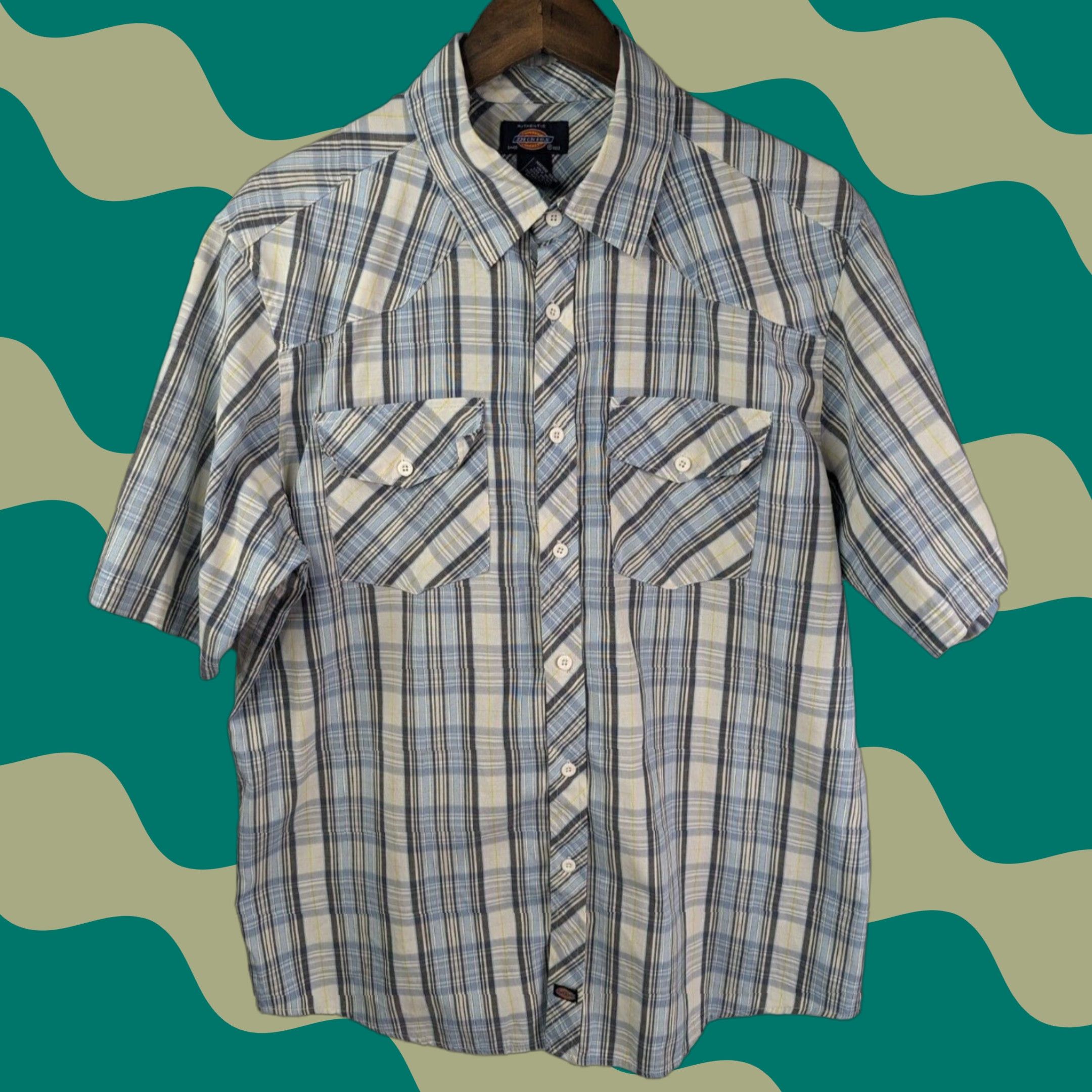 Dickies Dickies Shirt Men’s Large Short Sleeve Button-Up Plaid Multicolor Cotton Blend Pocket Logo Casual Workwear Regular Fit Size US L / EU 52-54 / 3 - 1 Thumbnail