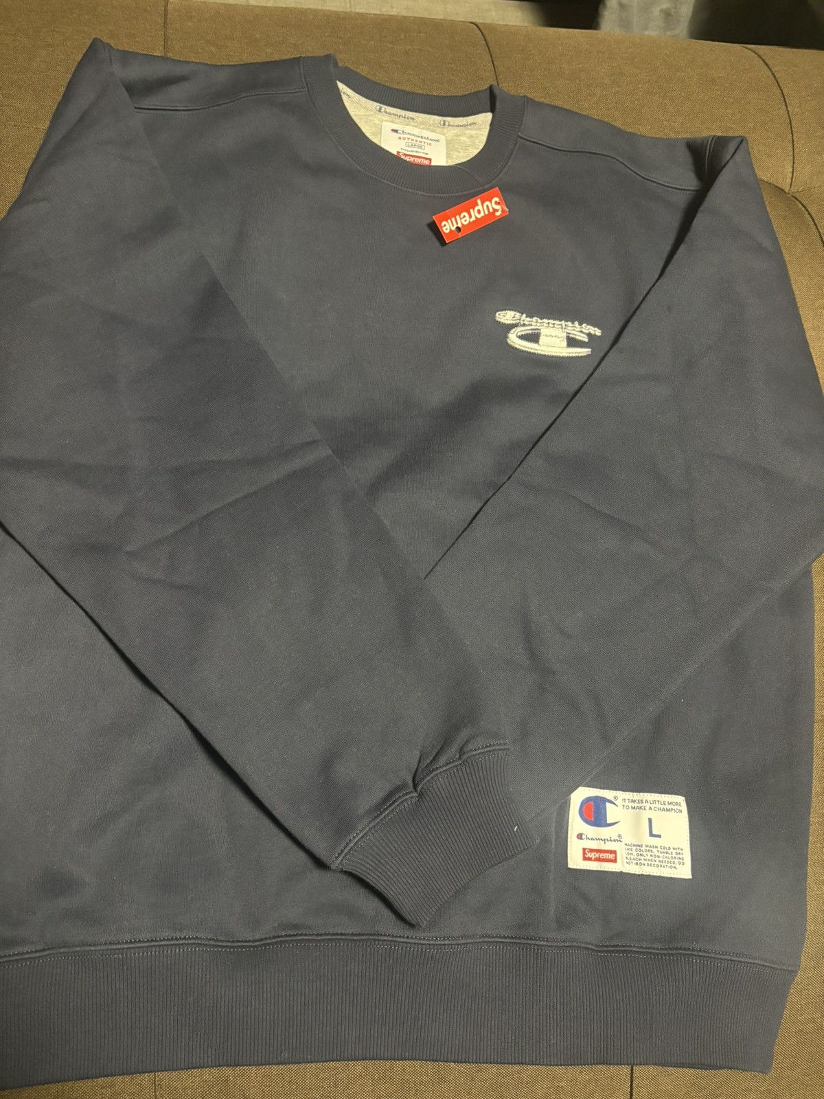 Supreme x champion 3d metallic crewneck online