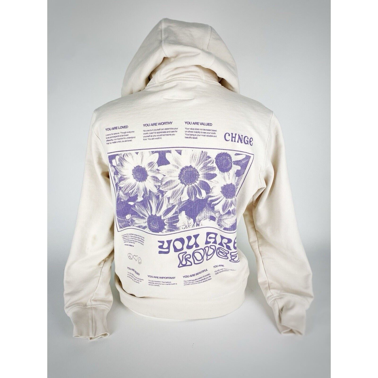 CHNGE CHNGE X MHA You Are Loved Hoodie Sweatshirt Floral Boho Sz S Size US S / EU 44-46 / 1 - 5 Thumbnail