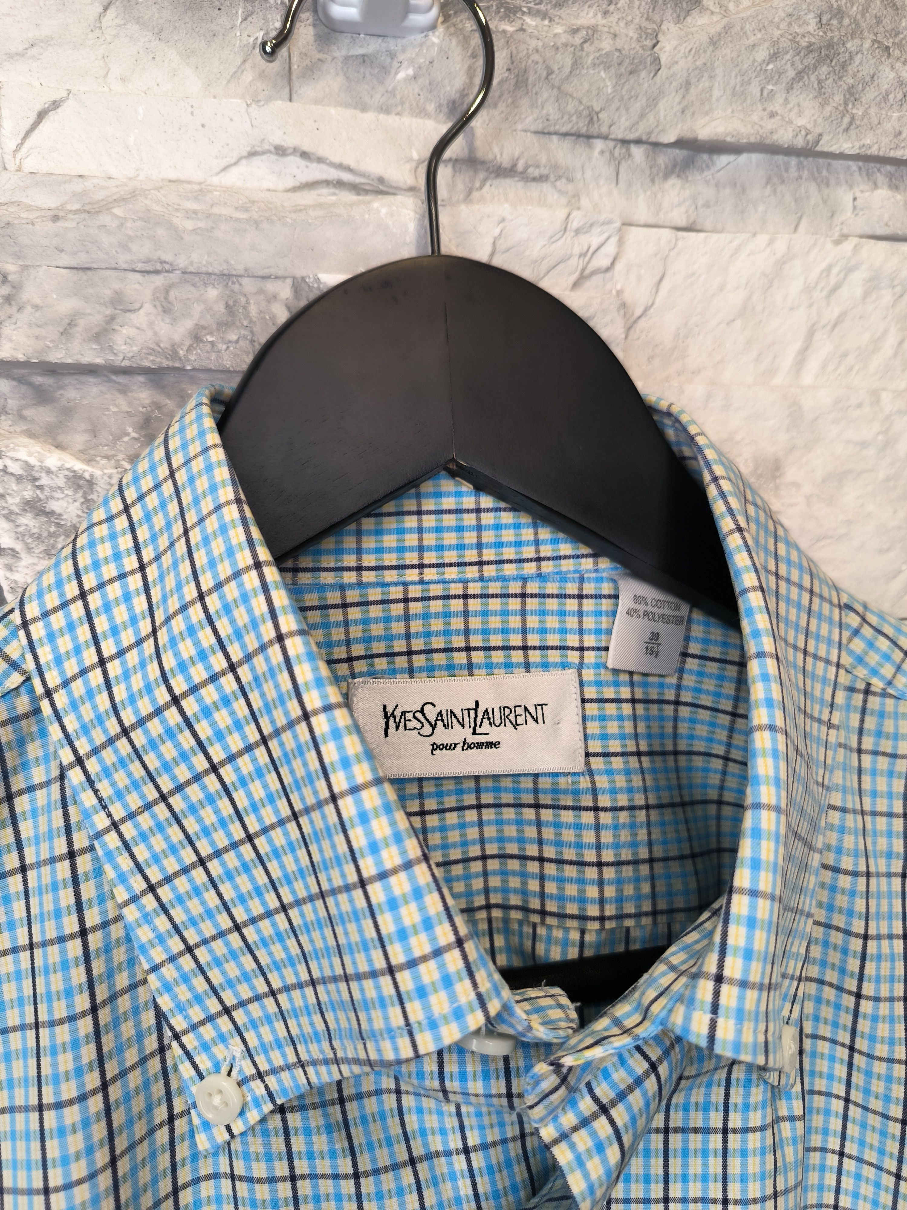 Yves Saint Laurent Vintage YSL Pour Homme Yves Saint Laurent Checked Shirt Size US XL / EU 56 / 4 - 5 Thumbnail