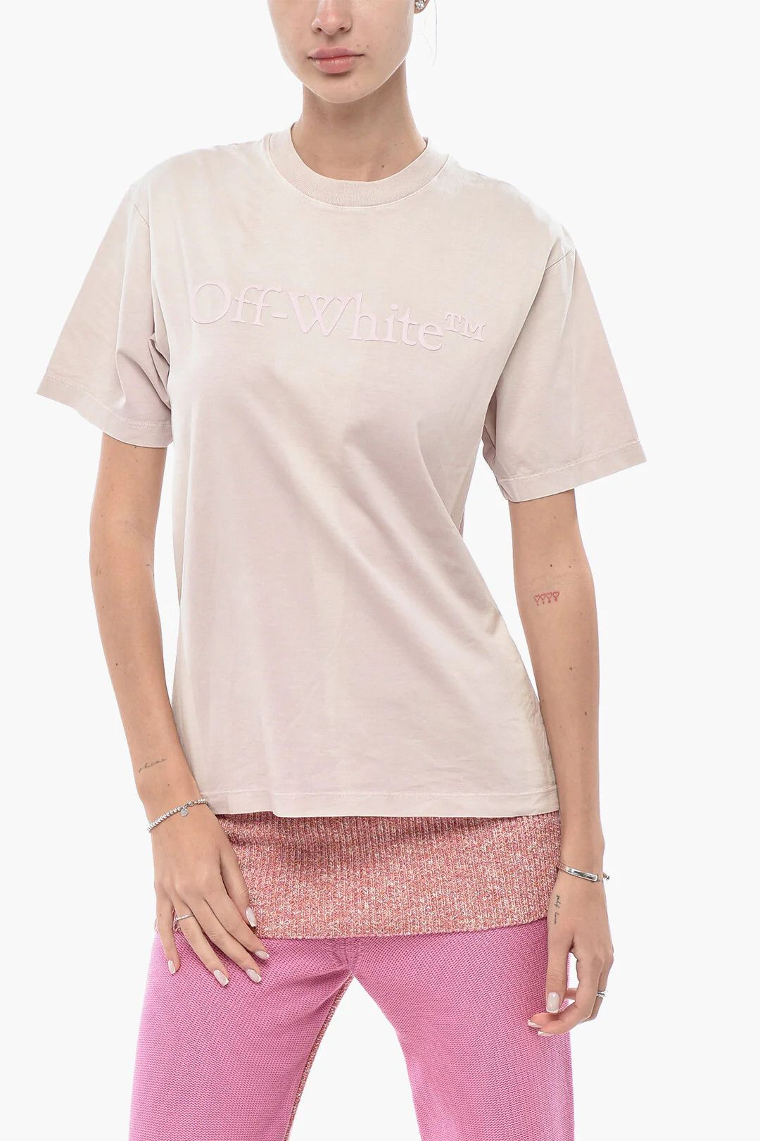 Off-White og1mm0426 Crewneck T-Shirt in Pink Size S / US 4 / IT 40 - 1 Thumbnail