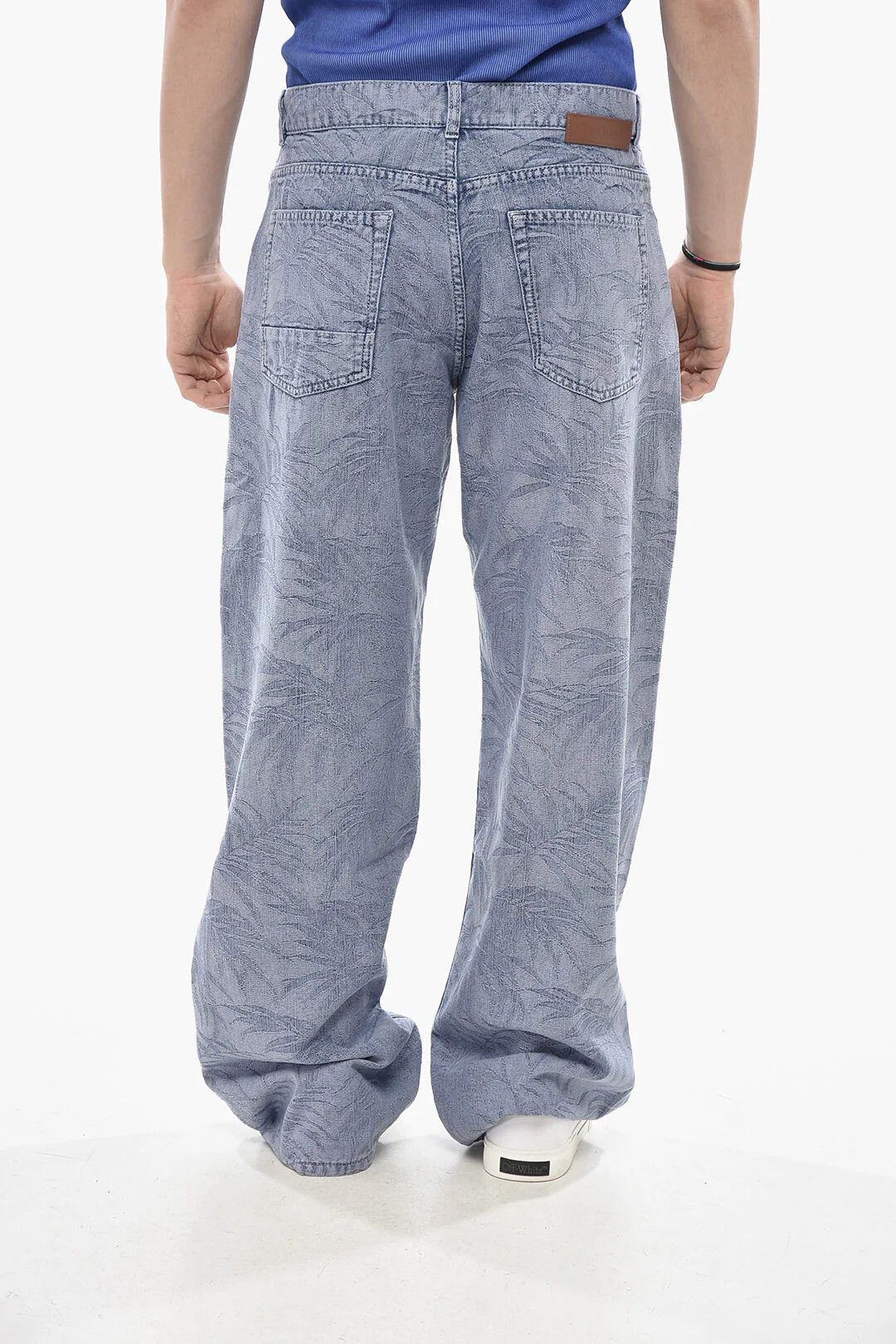 Palm Angels og1mm0326 Jacquard Cotton-Blend 5-Pocket Pant in Light Blue Size US 34 / EU 50 - 2 Thumbnail
