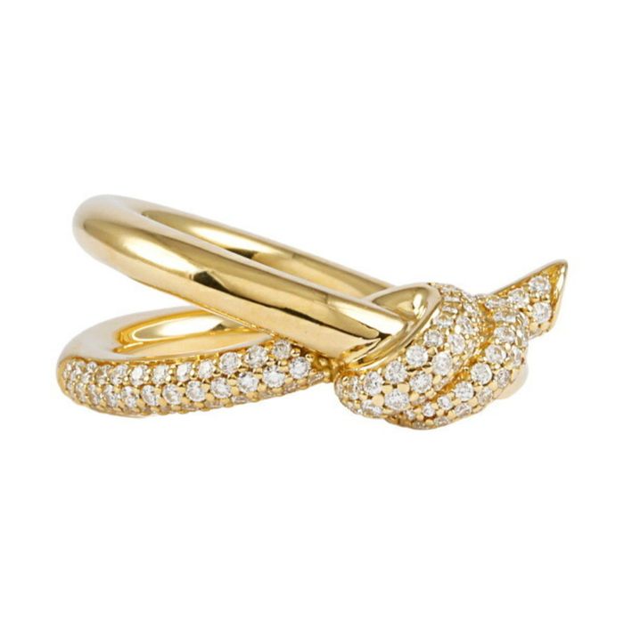 Tiffany Knot Double Row Ring in Yellow Gold with Diamonds