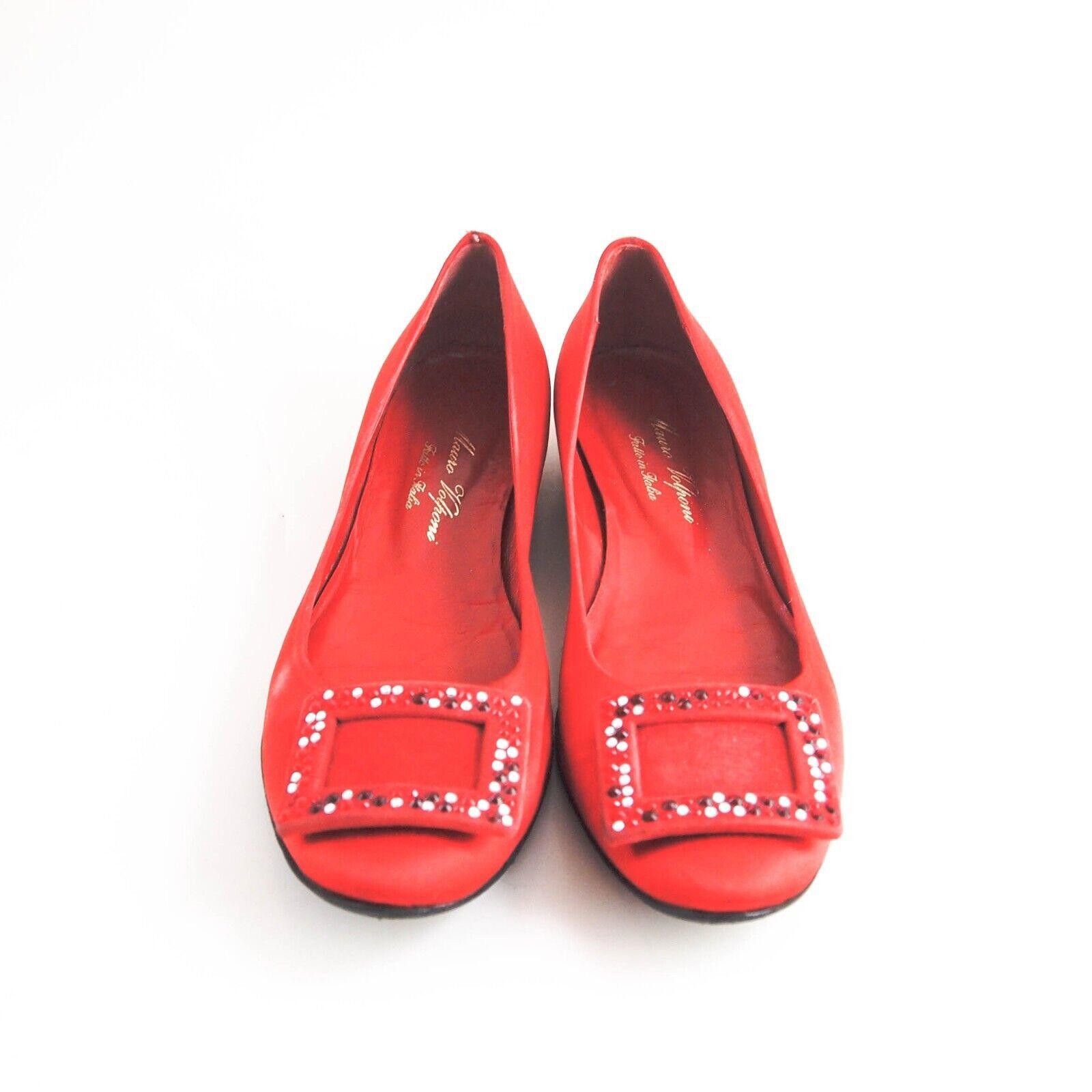 Designer Mauro Volponi Flats Loafers Red Satin Suede US 9 EU 39 Size US 9 / IT 39 - 1 Thumbnail