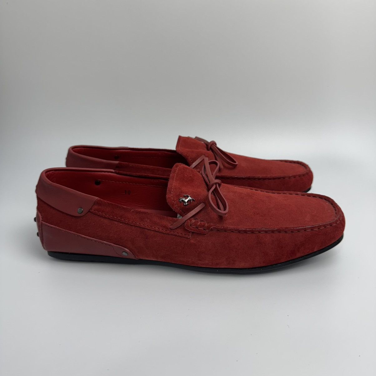 Tod's for Ferrari Loafers in Red Suede Driving Shoes