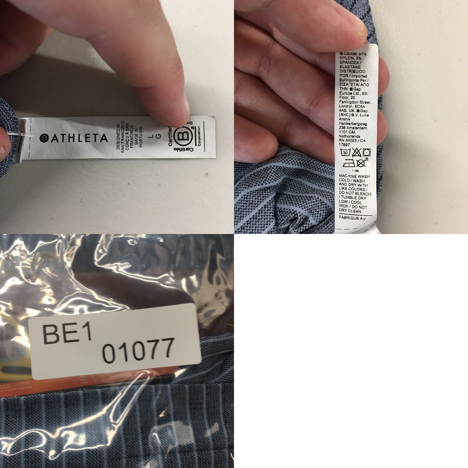 Athleta Athleta Top Womens Small Gray White Stripe Snap Mock Neck Long Sleeve Shirt Size S / US 4 / IT 40 - 9 Thumbnail