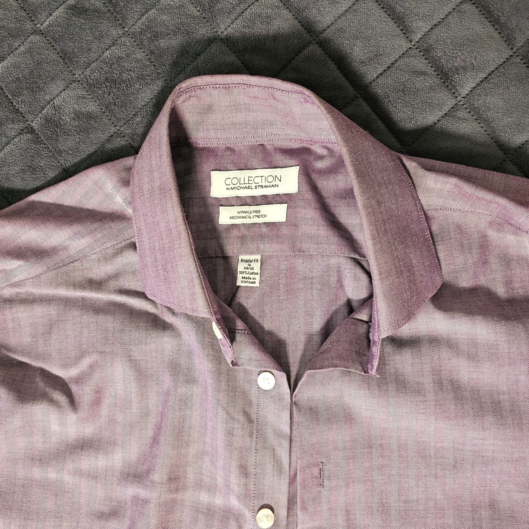 Vintage Michael Strahan Collection Mens Button-Up Shirt 16 Purple Stipe Pattern 34/35 16 34/35 16 Regular Button-Up Size US L / EU 52-54 / 3 - 2 Thumbnail
