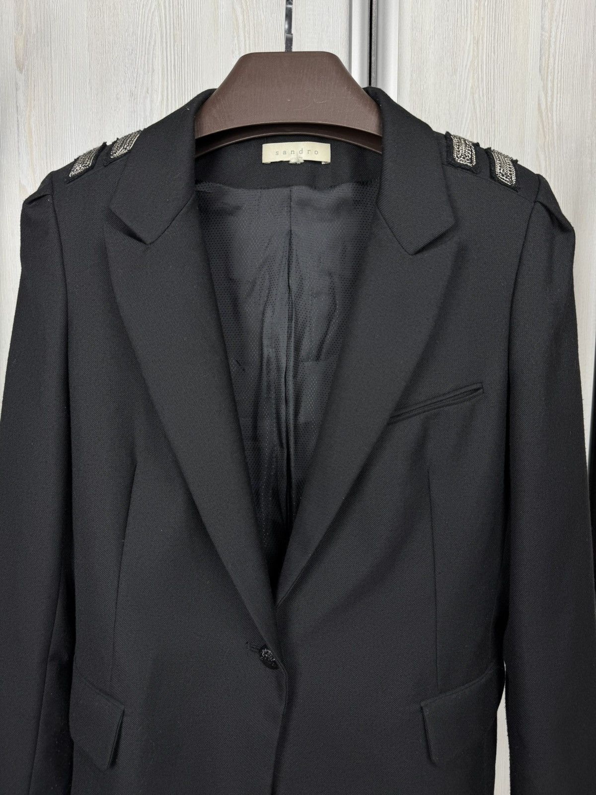 Sandro Sandro Paris black wool blend 1 button blazer Size M / US 6-8 / IT 42-44 - 3 Thumbnail