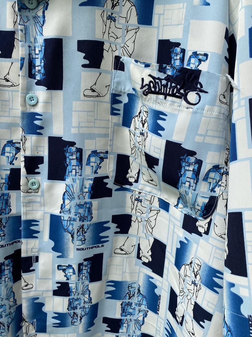 Southpole 90s Blue and White OG Southpole Graphic Button Down XXL Size US XXL / EU 58 / 5 - 4 Thumbnail