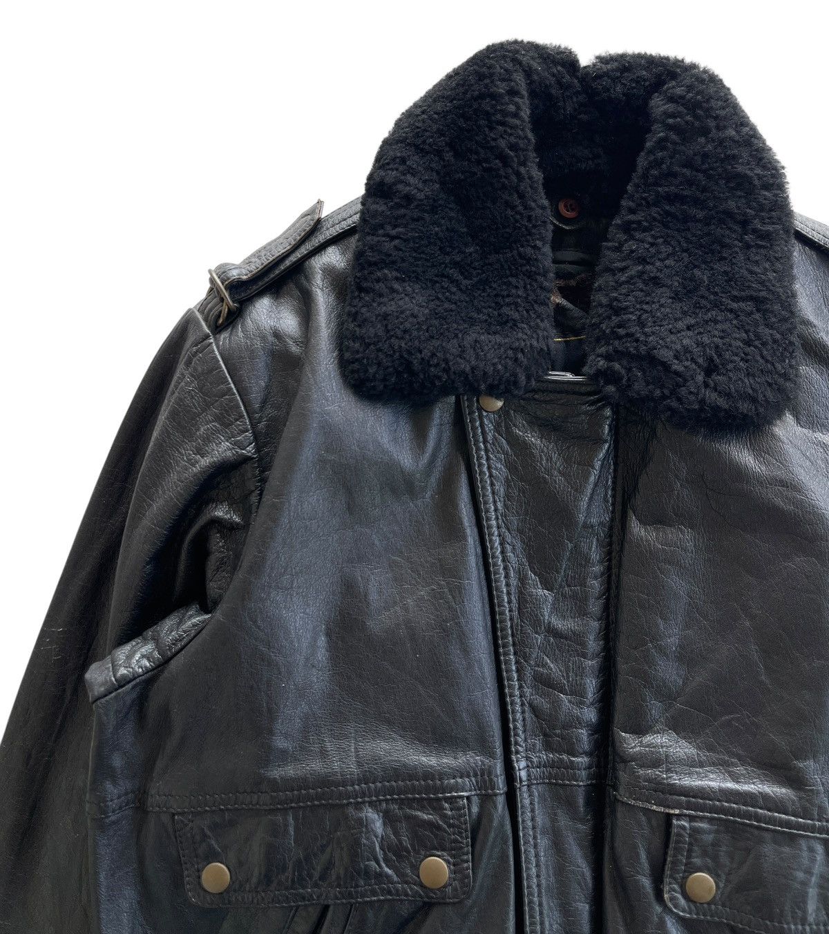 Vintage Bugatti G-1 Blouson Cowhide Leather Boa Collar Jacket Size US L / EU 52-54 / 3 - 6 Thumbnail