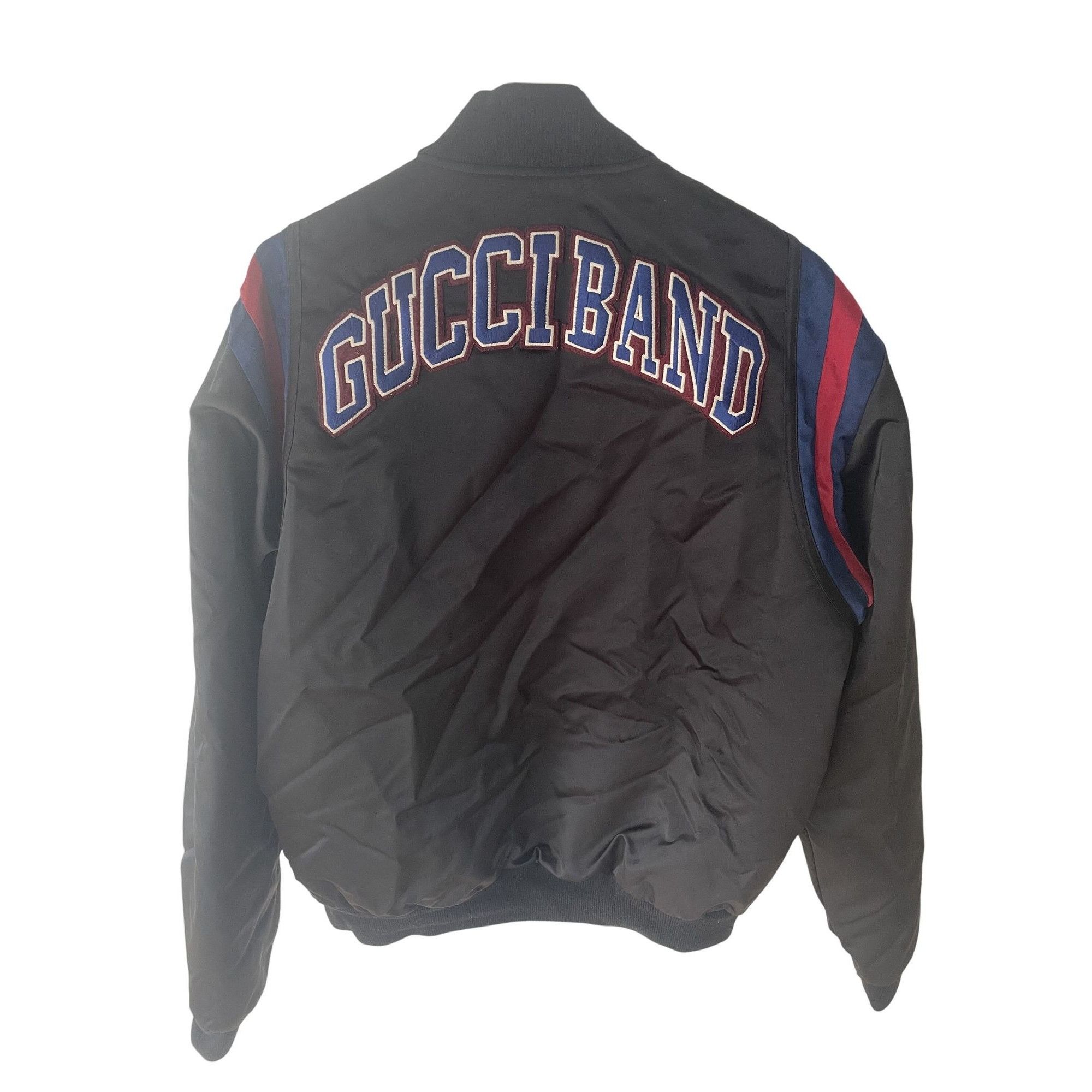 Gucci Gucci Band Black Nylon Bomber Jacket With Red & Blue Stripes Size US L / EU 52-54 / 3 - 2 Thumbnail