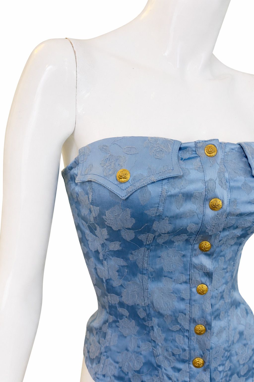 Christian Lacroix Christian Lacroix Corset Top – Blue Jacquard Gold Bustier Size S / US 4 / IT 40 - 7 Thumbnail