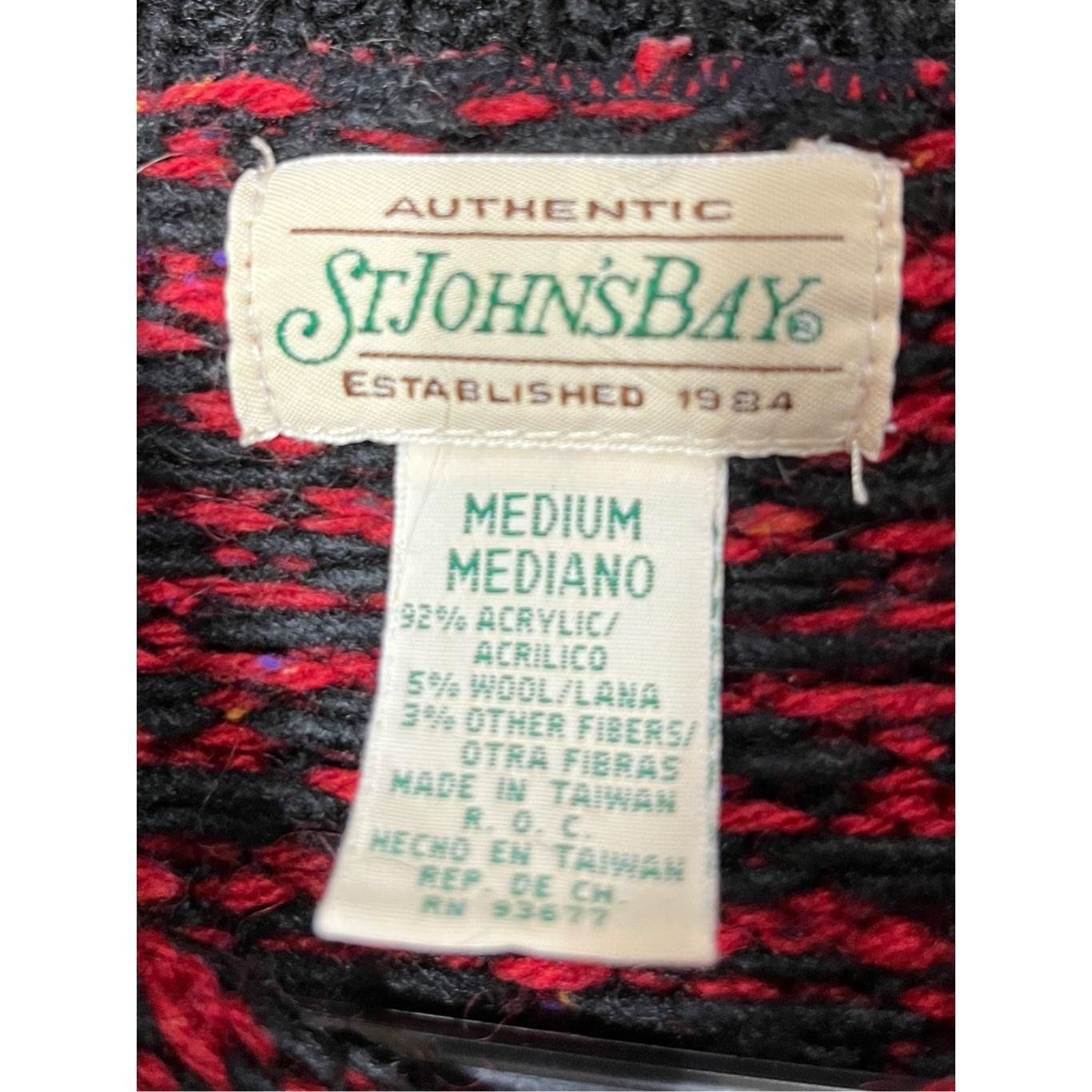 St. Johns Bay Vintage St John’s Bay Acrylic Wool Sweater Women's Red Black Size M / US 6-8 / IT 42-44 - 5 Thumbnail