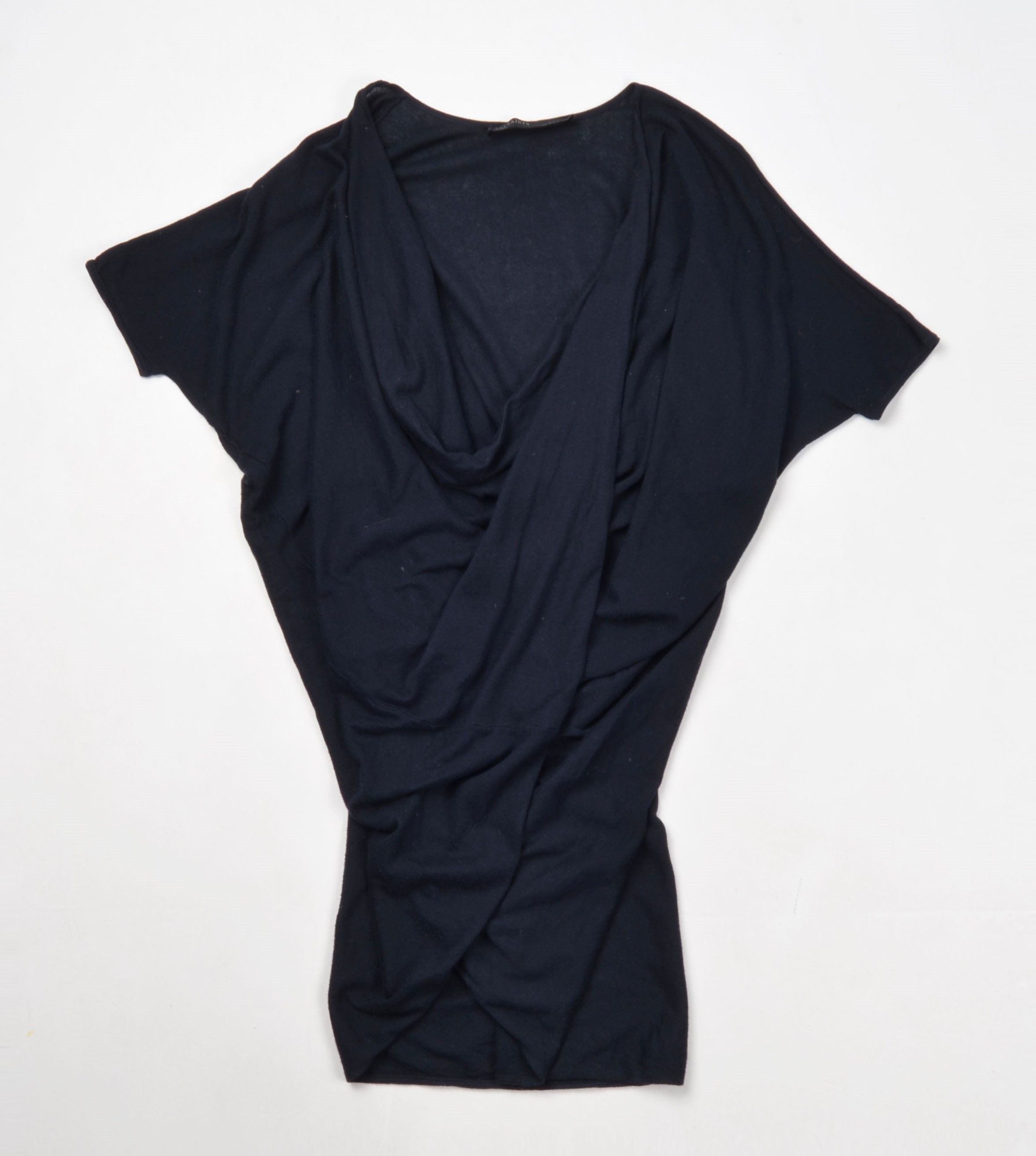 Allsaints Allsaints Navy Drapped Neck Avant-Garde Tunic Top Size S / US 4 / IT 40 - 4 Thumbnail