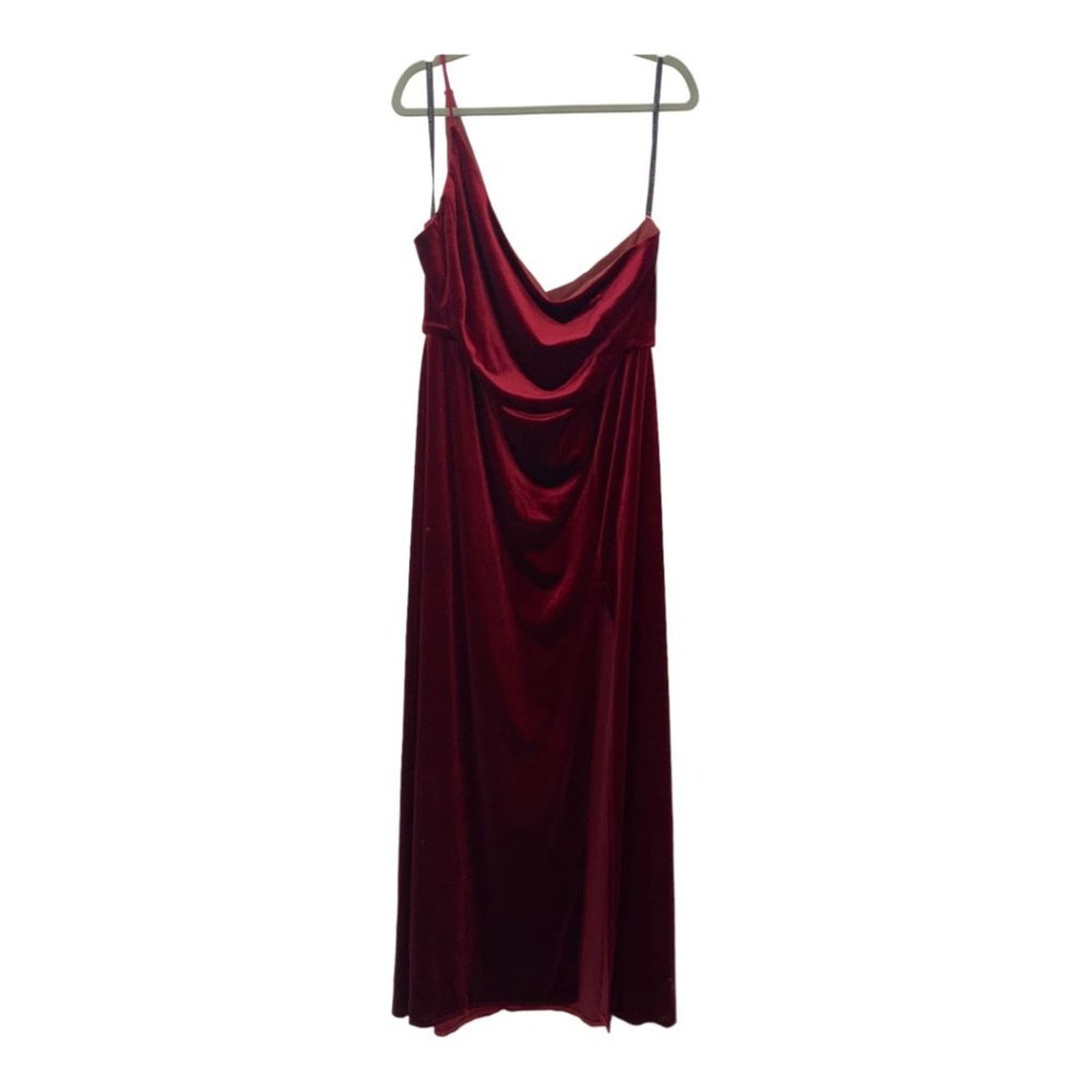 After Six After Six One-Shoulder Cabernet Velvet Gown Size 22W NWT Size 3XL / US 20-22 - 2 Thumbnail