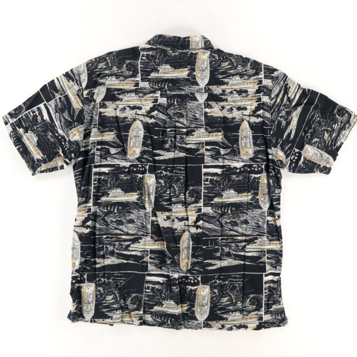 Vintage Sportif Deep Sea Fishing Camp Cotton All Over Print Button Up Shirt Black Men’s L Shirt Size US L / EU 52-54 / 3 - 4 Thumbnail