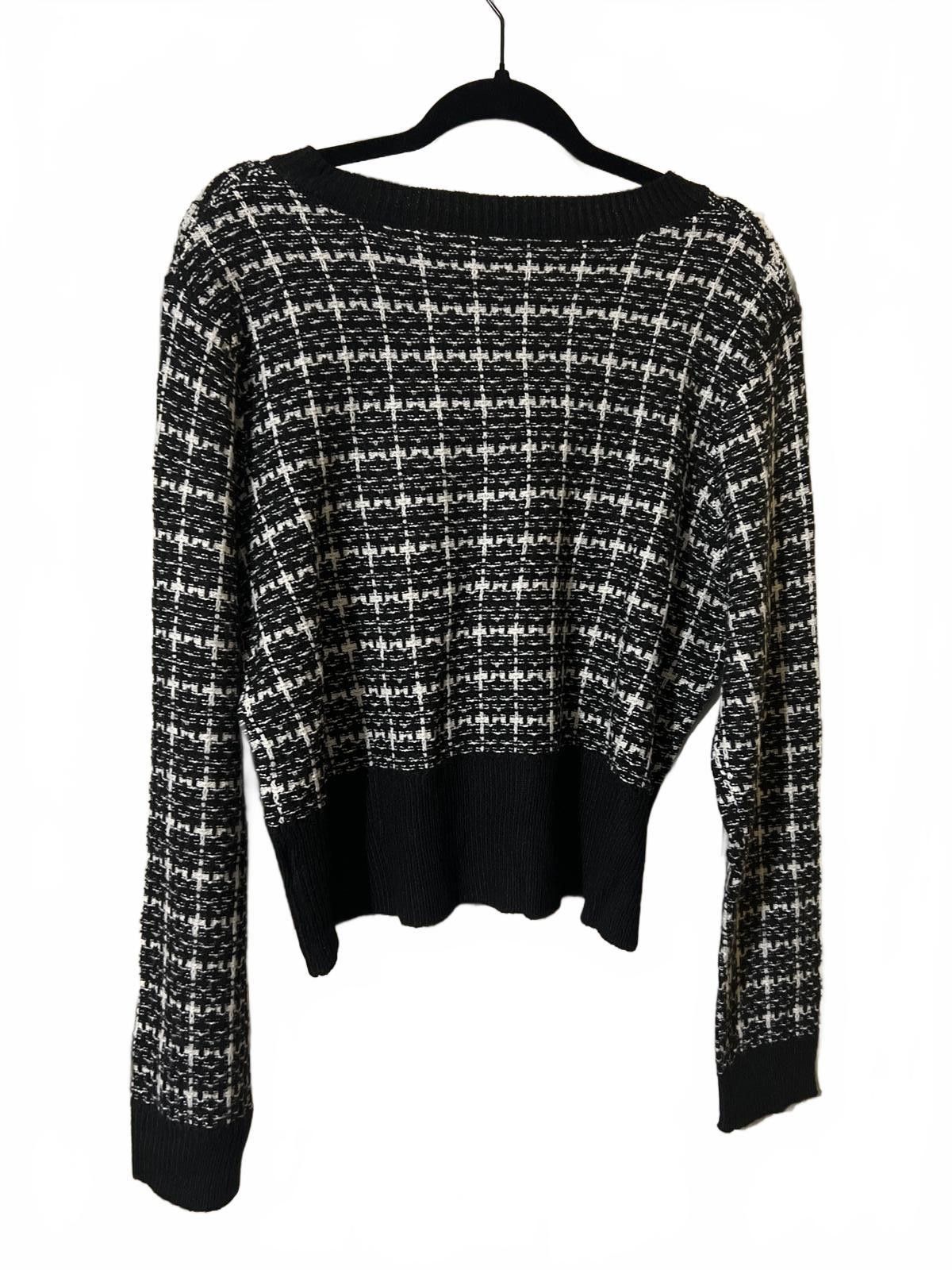 The Unbranded Brand Luxury Vibes Black & White Tweed Button-Up Cardigan Sweater Size M / US 6-8 / IT 42-44 - 5 Thumbnail