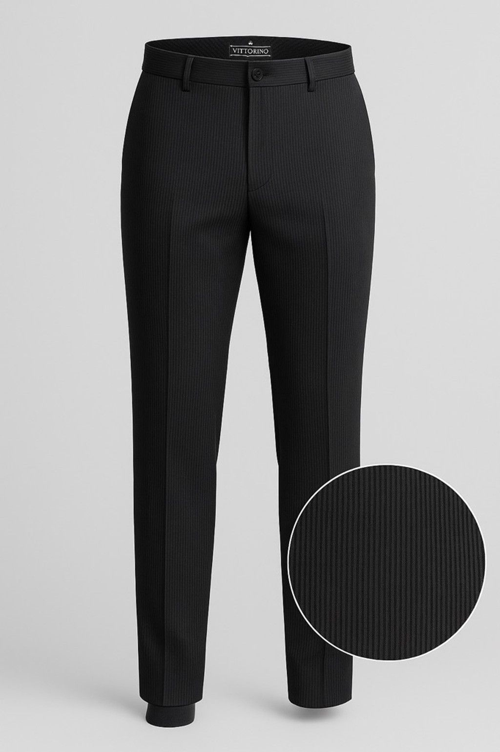 Other Vittorino Ribbed Black Dress Pants 32x32 – Textured Tailored Size US 32 / EU 48 - 2 Thumbnail