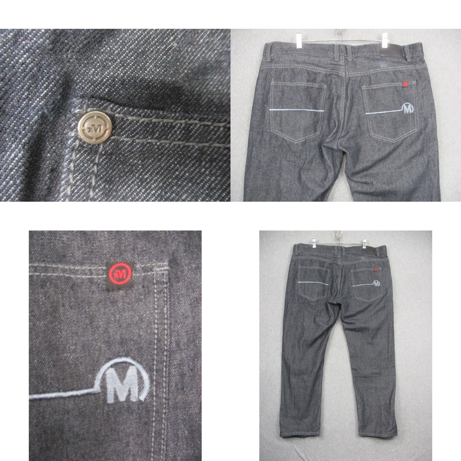 Vintage Mecca Jeans Mens 42x32 Dark Gray Denim Straight Leg Embroidered Back Pockets Pants Size US 42 / EU 58 - 8 Thumbnail