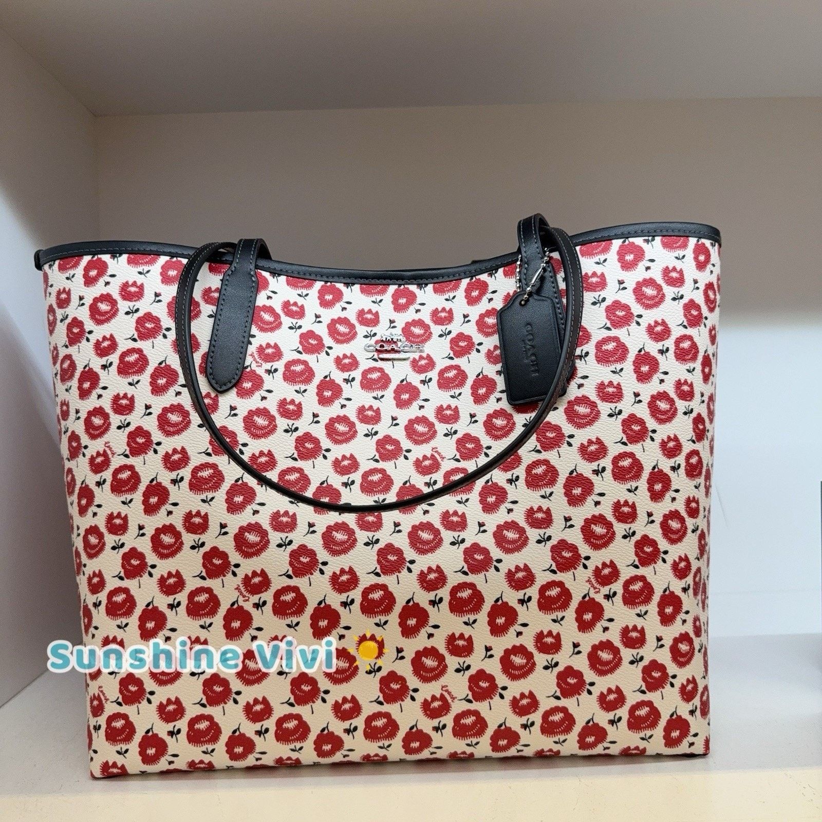 Coach NWT COACH City Tote Bag Floral Silver/Chalk/Black CBI50 Size ONE SIZE - 1 Thumbnail