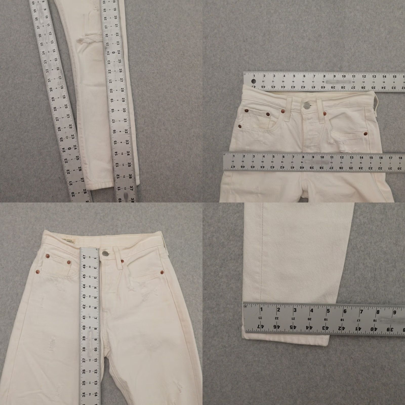Levi's Levi's Premium 501 Jeans Womens 24 (24X28) White Cotton Denim 90s Size 42" / US 20 - 8 Thumbnail