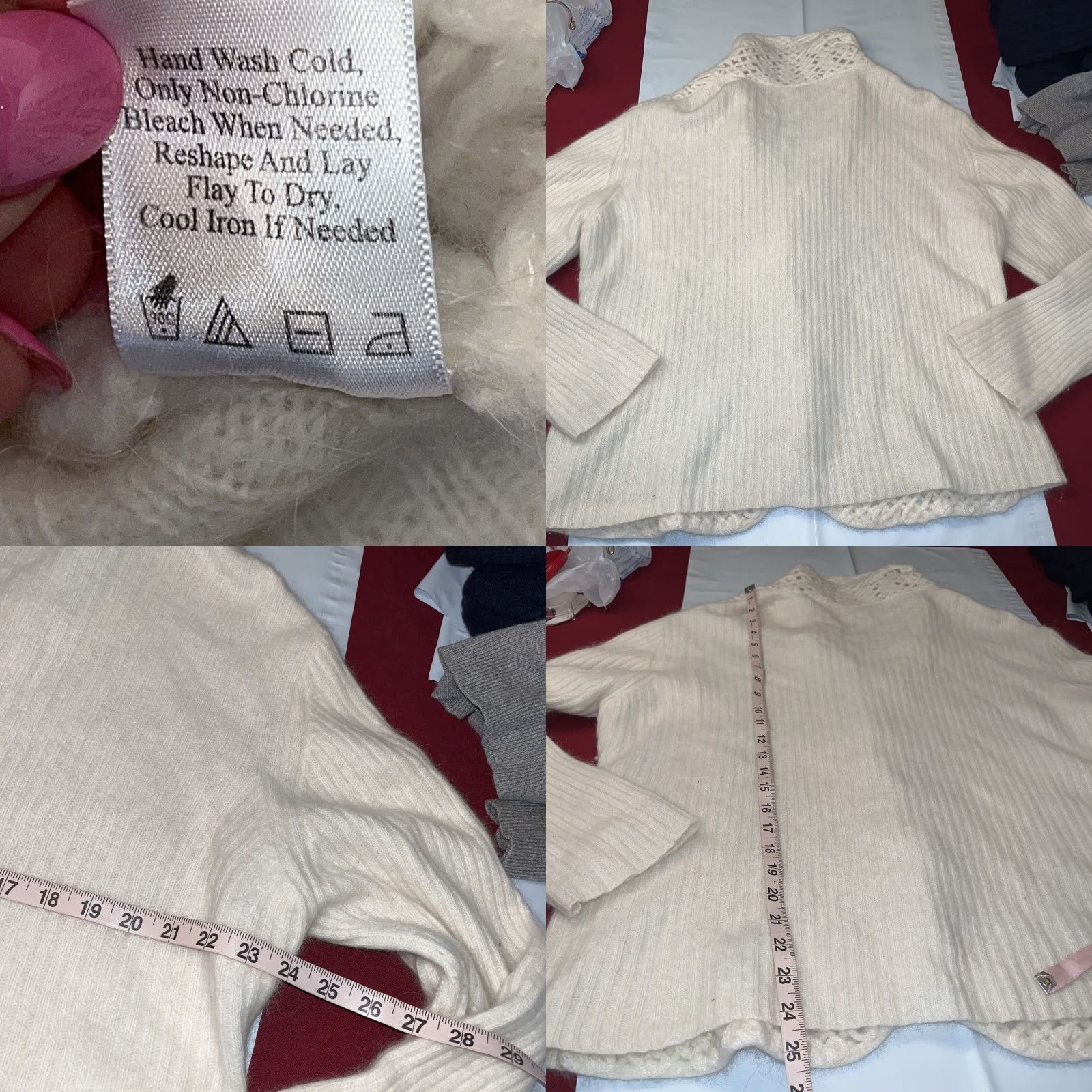 Coldwater Creek VINTAGE Coldwater Creek Angora Cardigan Sweater 1X Open Knit Cowl Neck Ivory Womens Pullover Size XL / US 12-14 / IT 48-50 - 8 Thumbnail