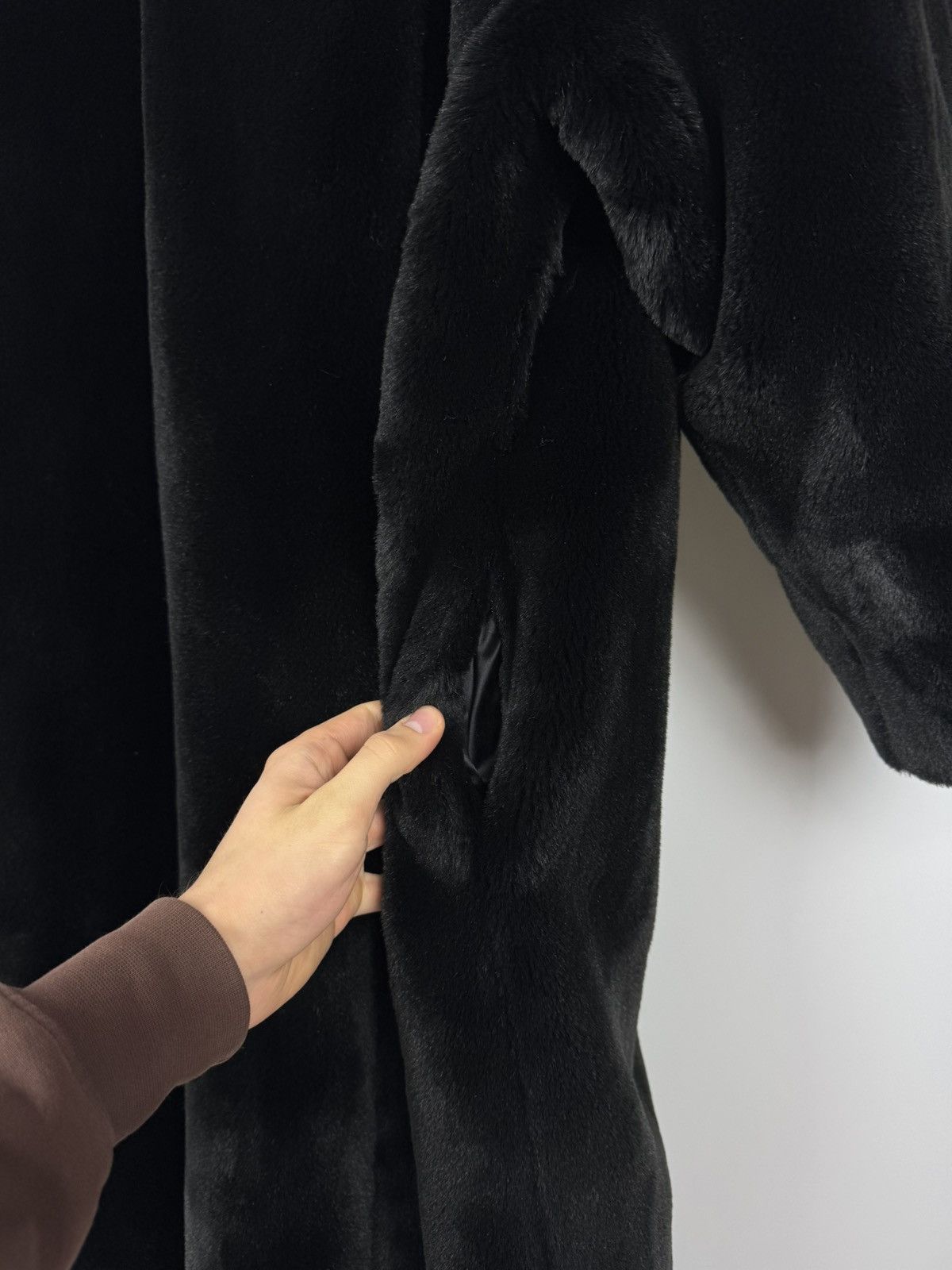 Sonia Rykiel Sonia Rykiel Paris Faux-Fur Maxi Length Black Overcoat Size ONE SIZE - 11 Thumbnail