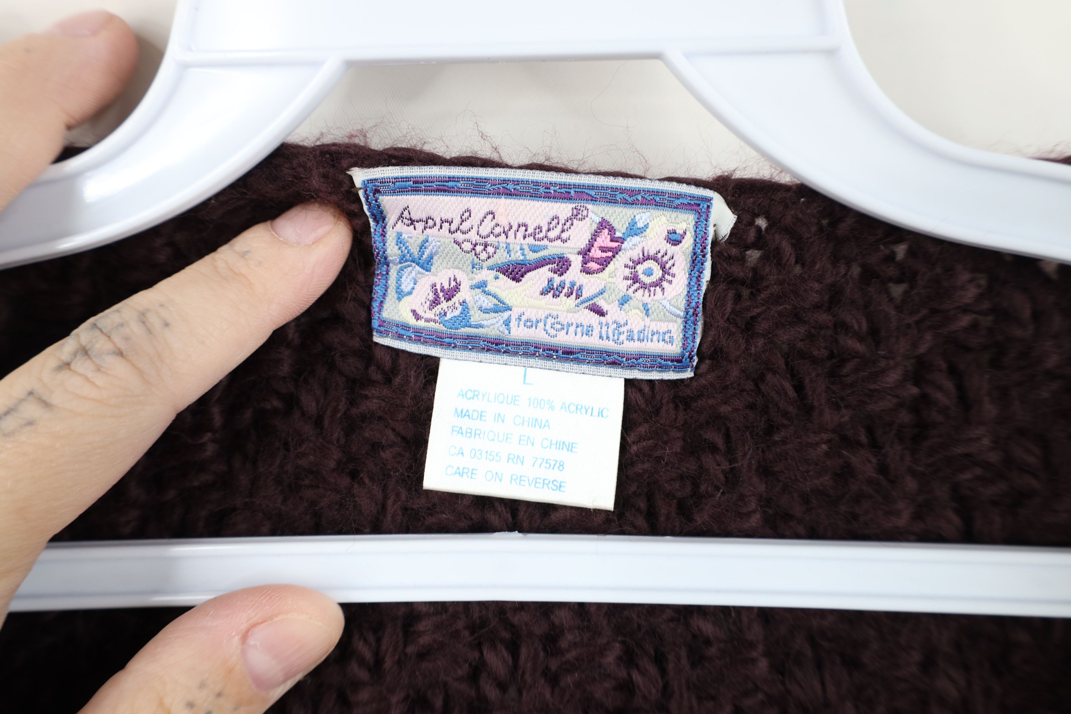 Vintage Vintage 90s Streetwear Crochet Knit Cardigan Sweater Purple Size L / US 10 / IT 46 - 6 Thumbnail