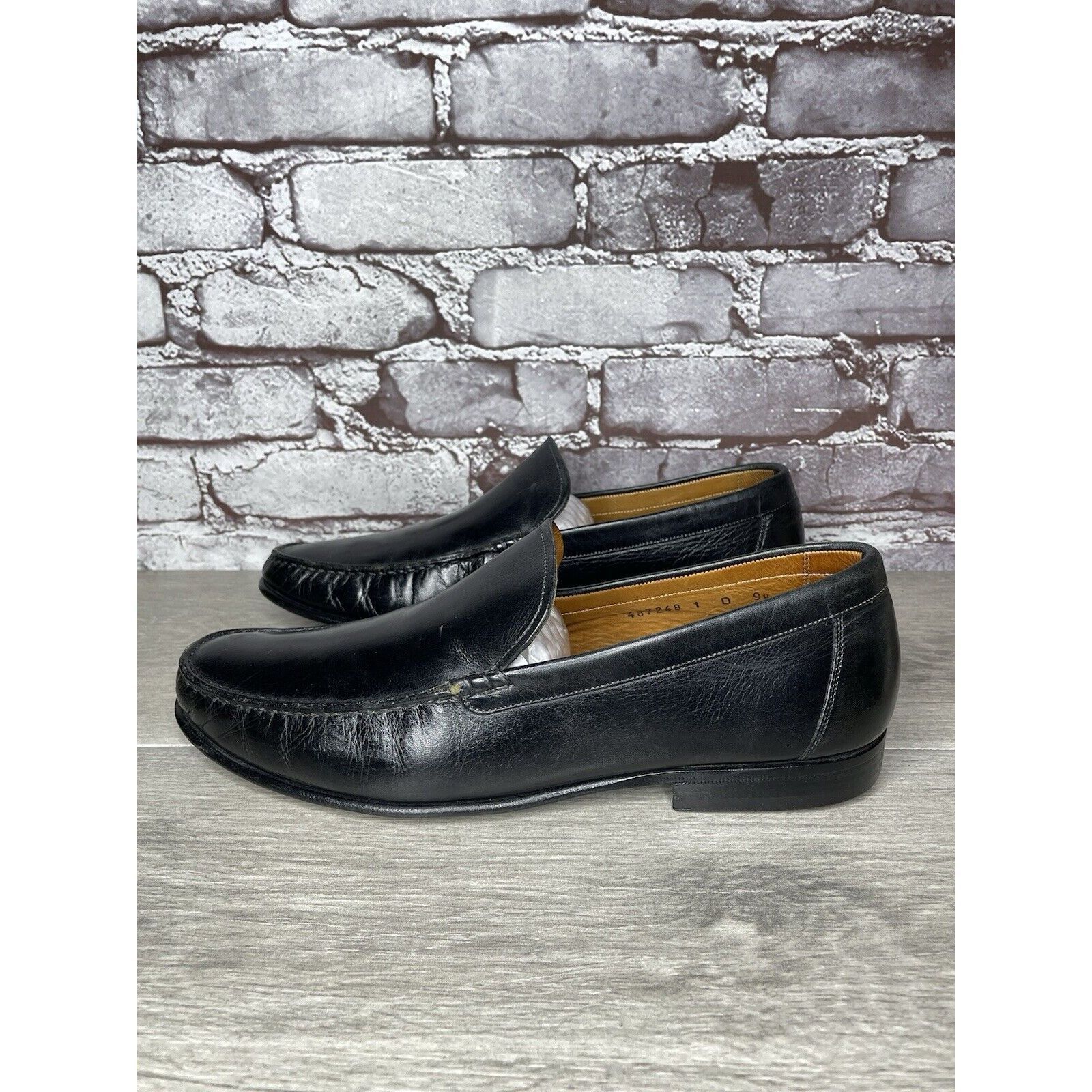 Santoni Santoni Black Leather Moc Toe Slip On Dress Loafers Shoes Me Size US 9.5 / EU 42-43 - 1 Thumbnail